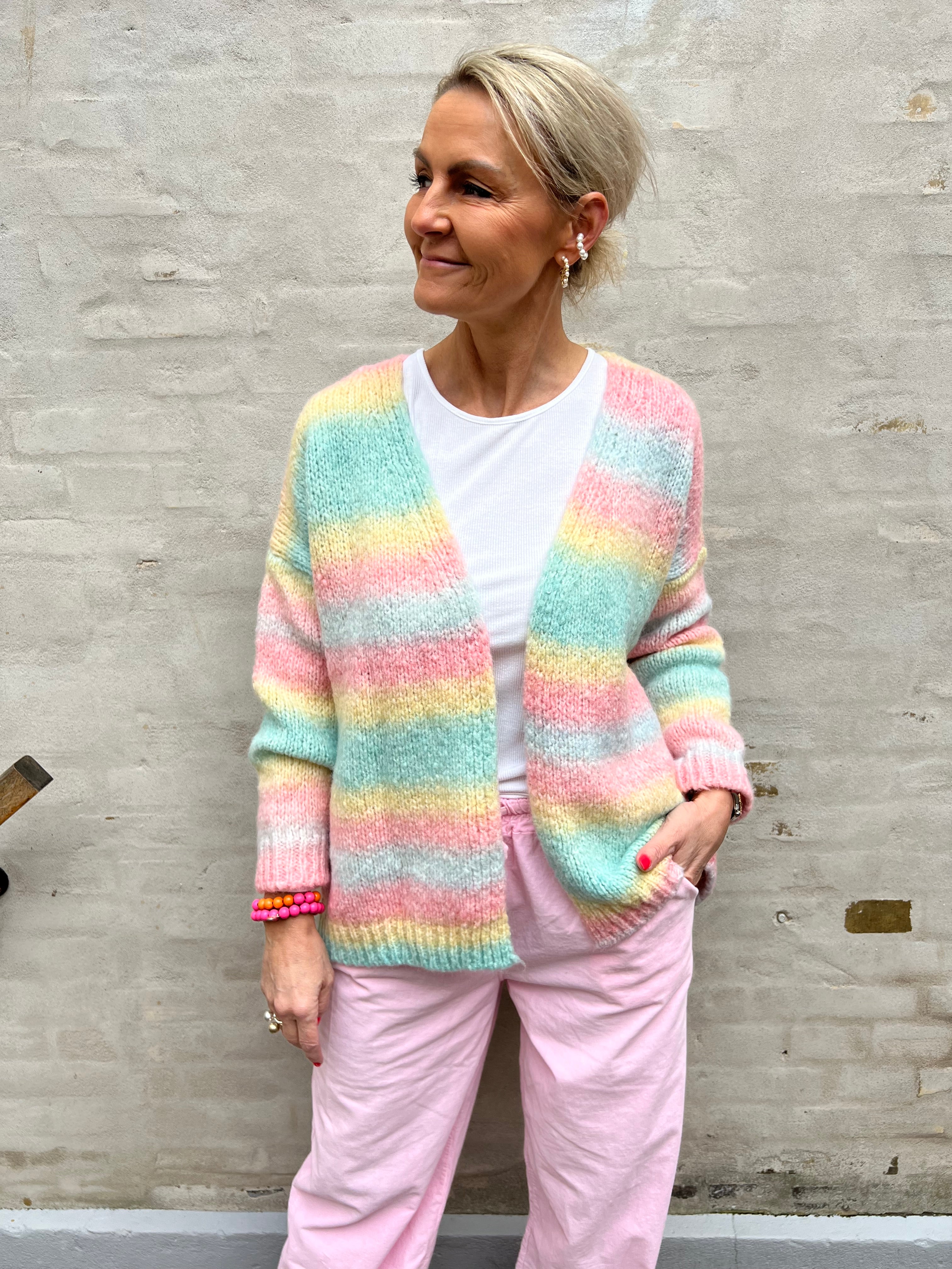 Rainbow cardigan pink mix