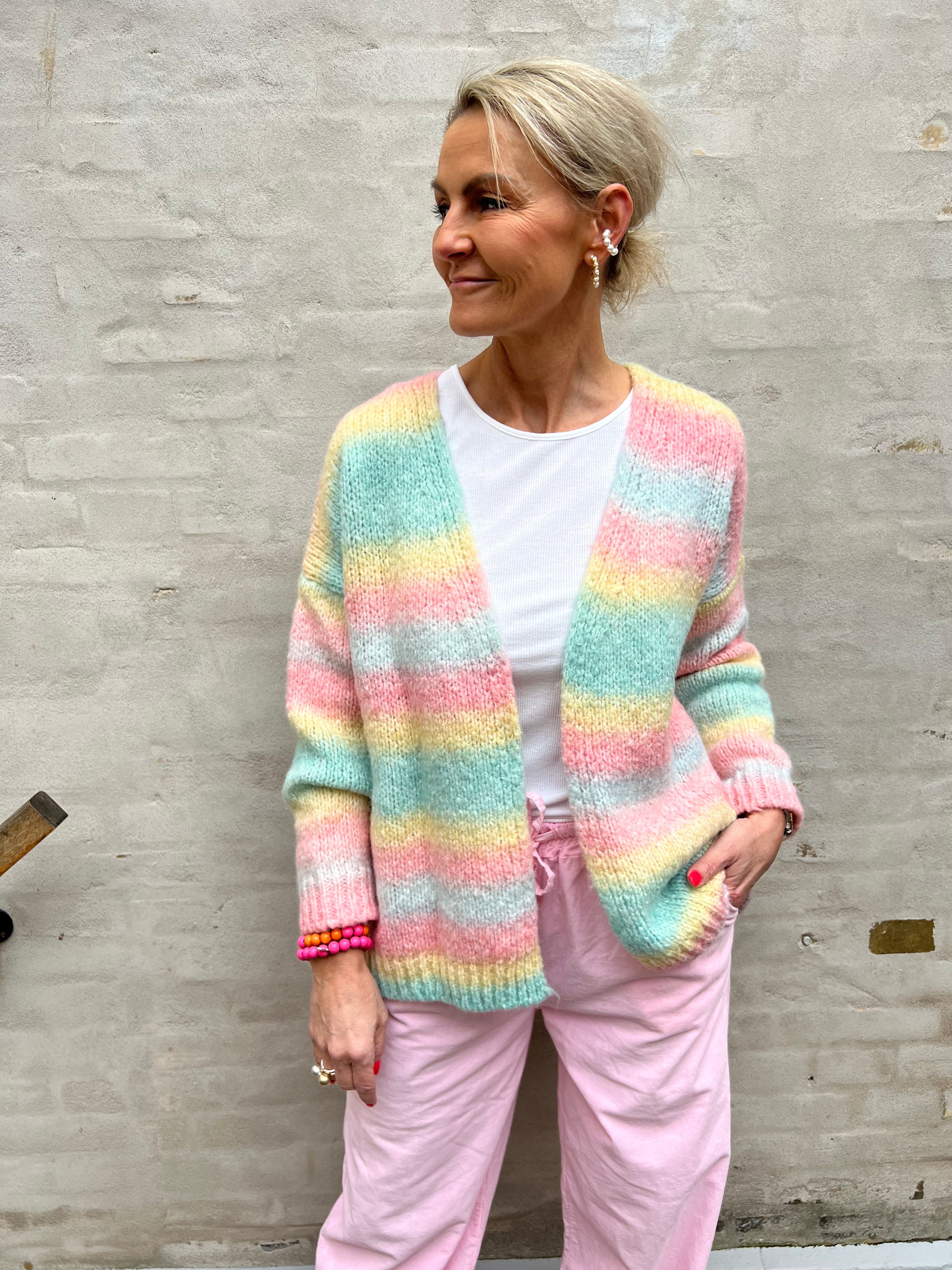 Rainbow cardigan pink mix