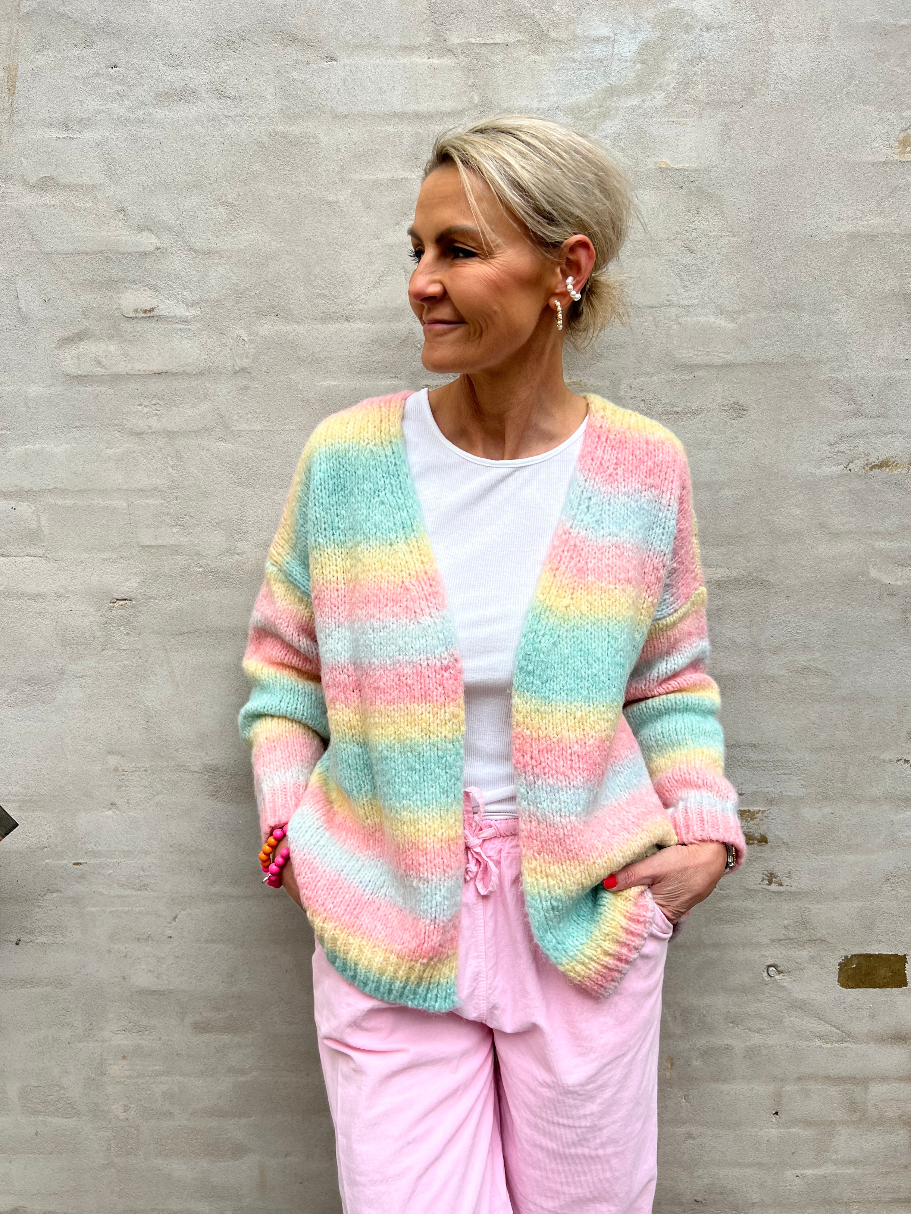 Rainbow cardigan pink mix