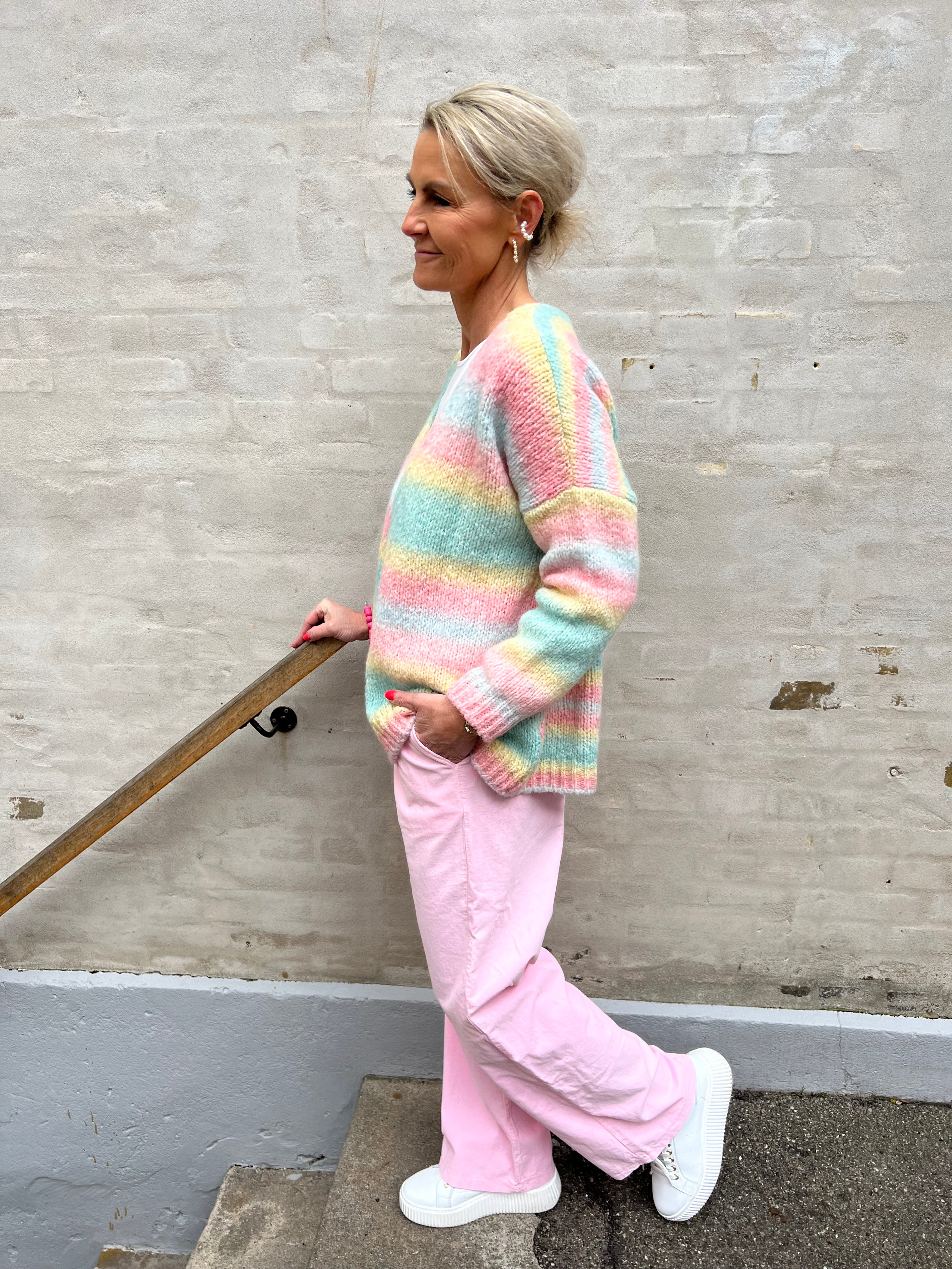 Rainbow cardigan pink mix