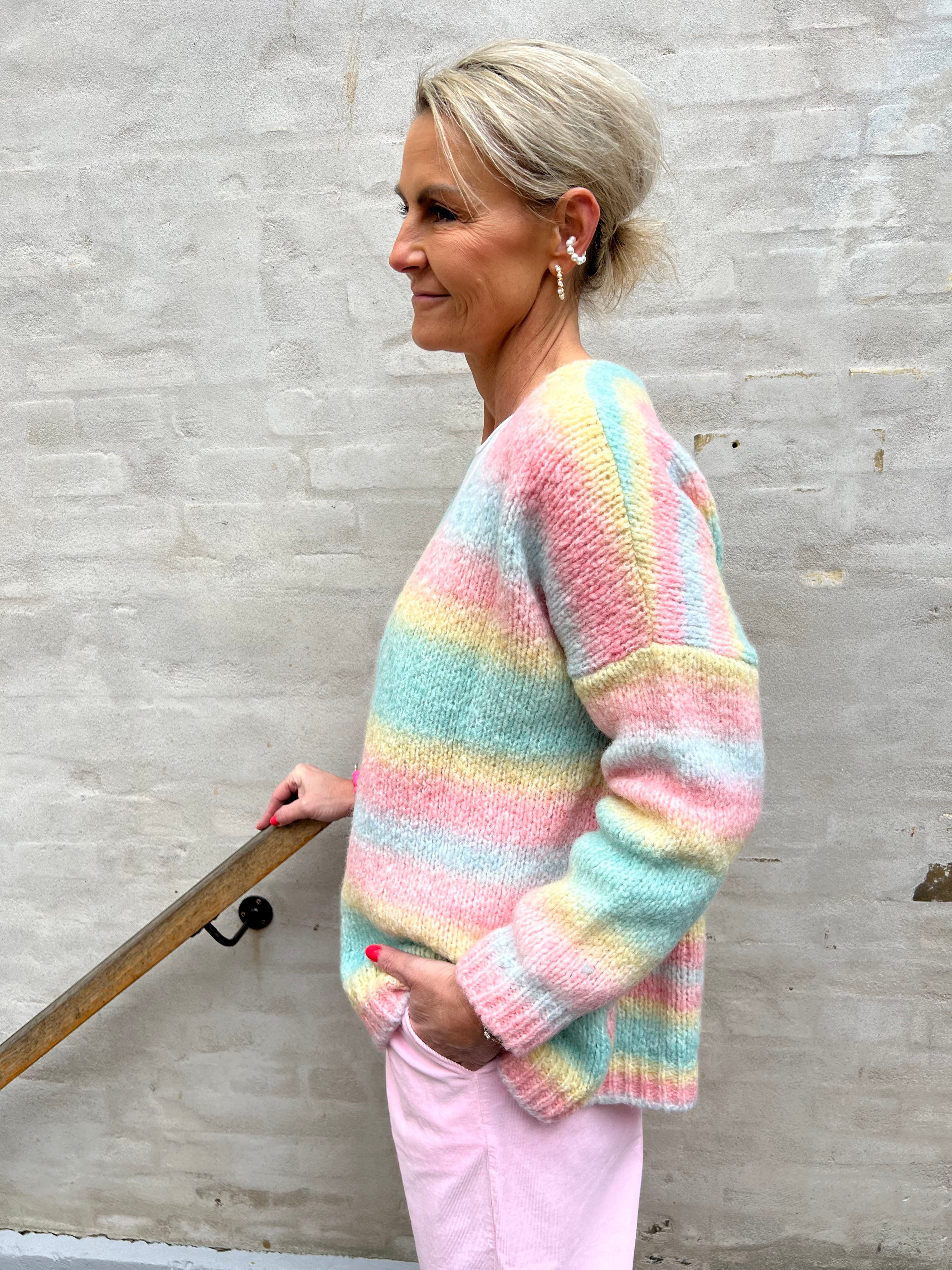 Rainbow cardigan pink mix