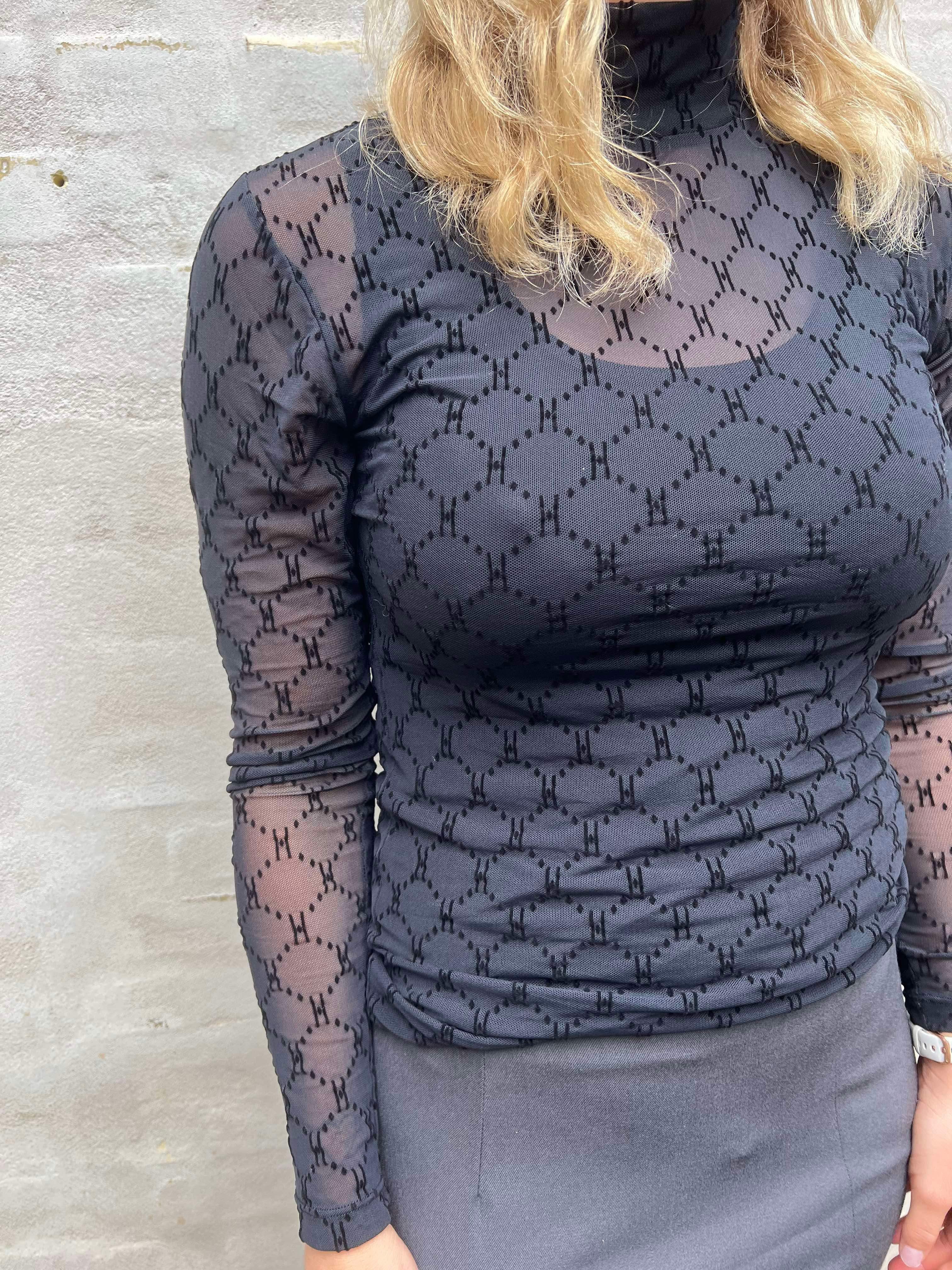 Mesh turtle neck black 315-14