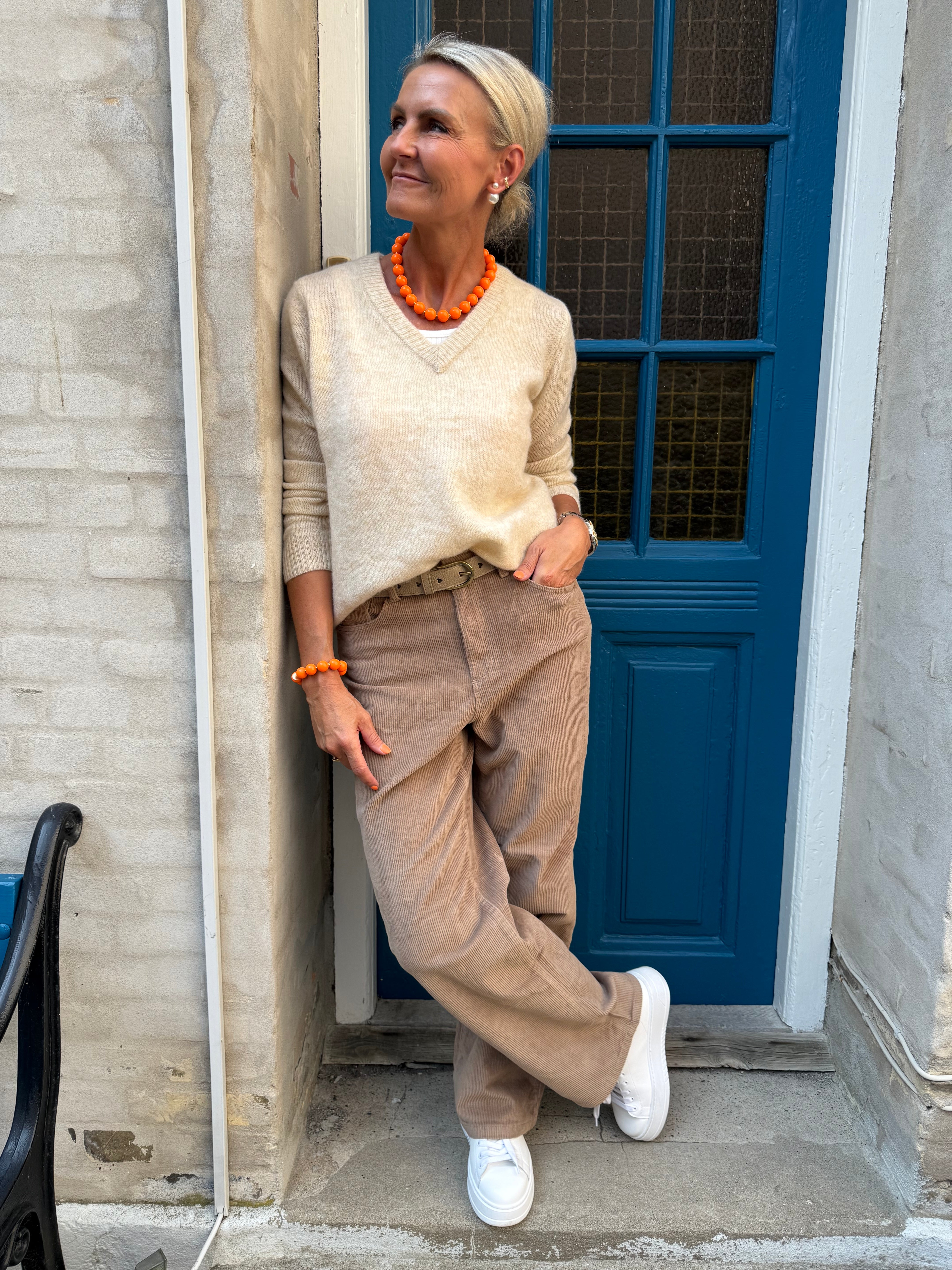 TESSA WIDE Corduroy Pants - Silver Mink