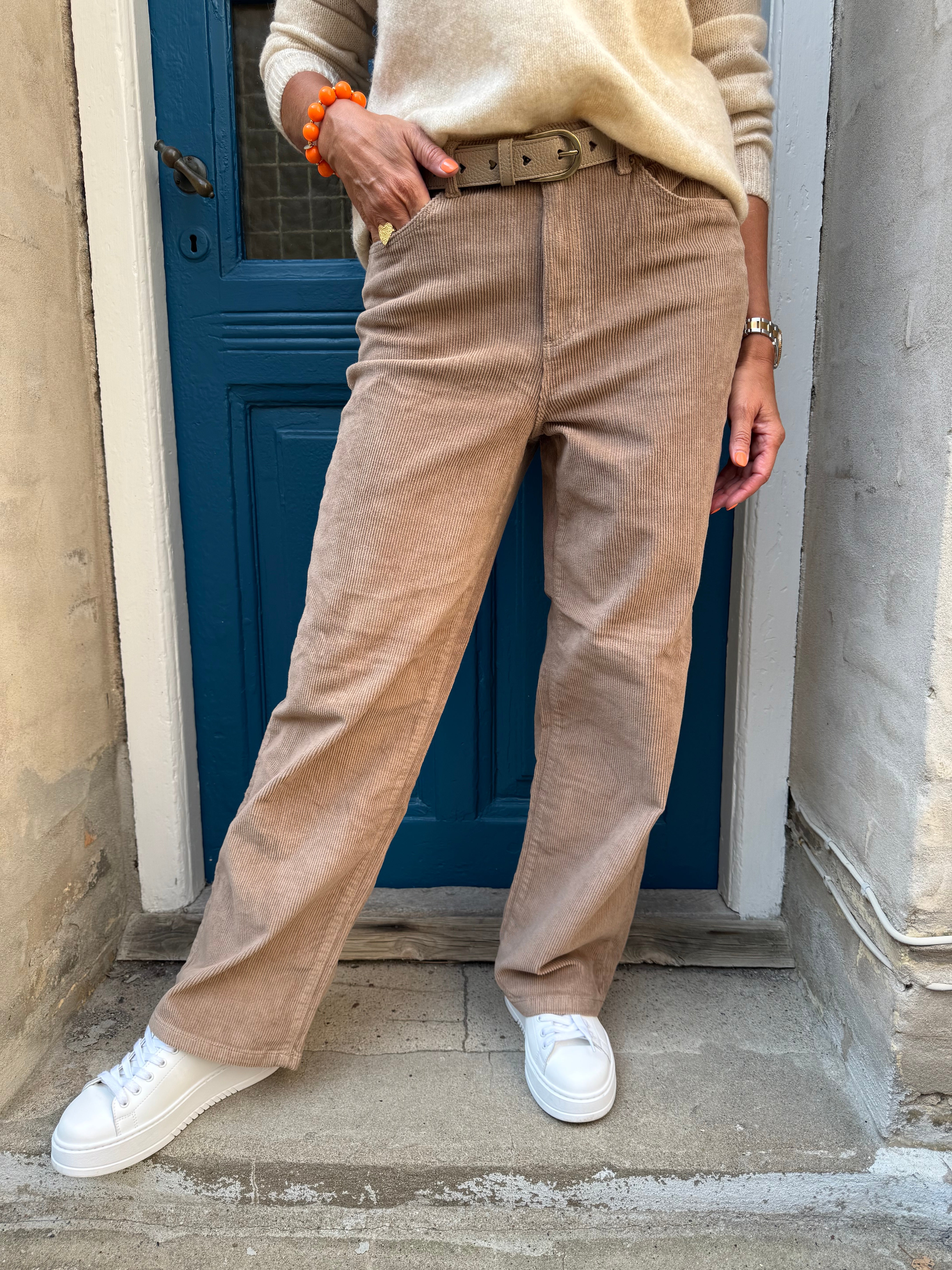 TESSA WIDE Corduroy Pants - Silver Mink