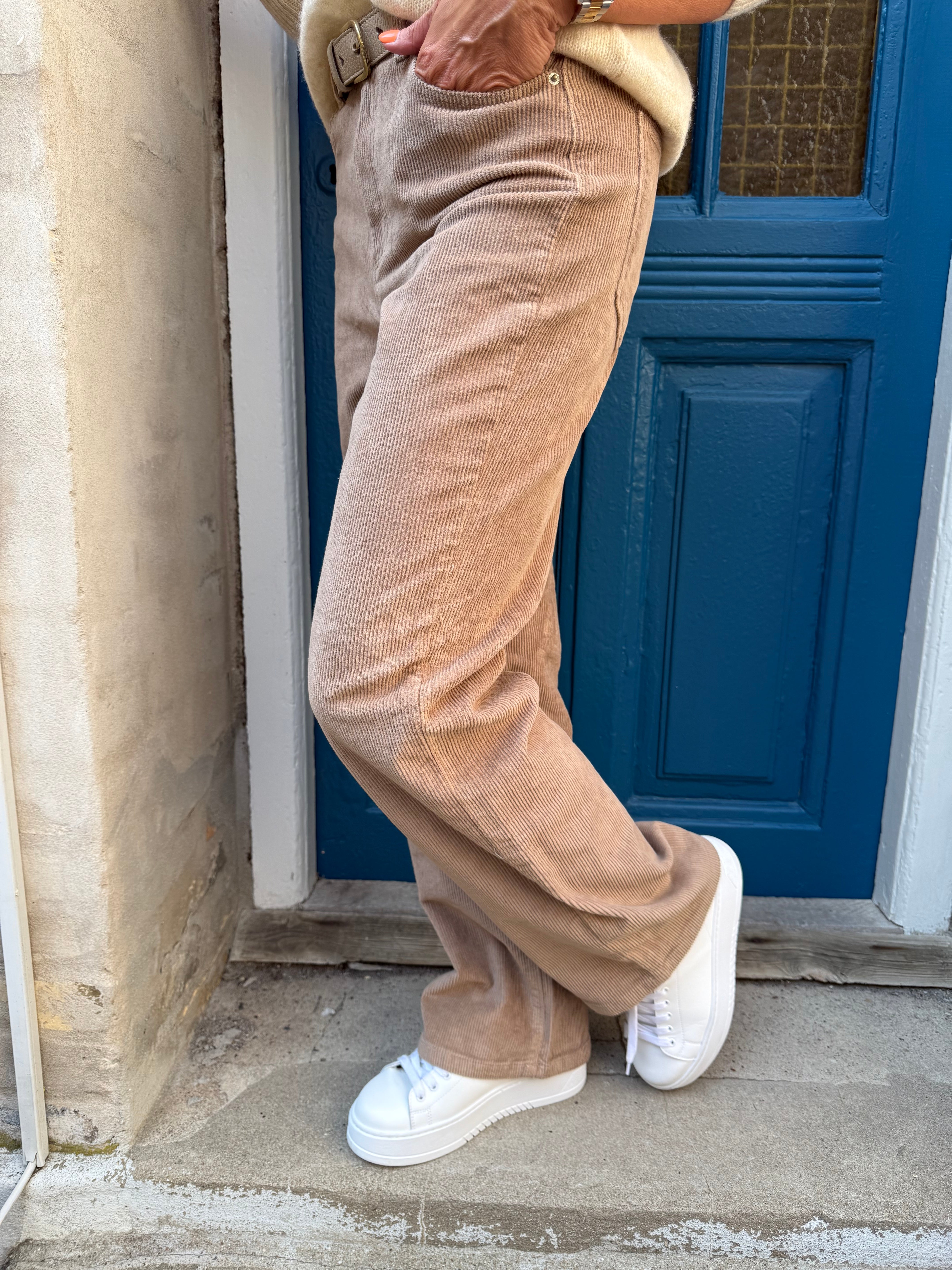 TESSA WIDE Corduroy Pants - Silver Mink