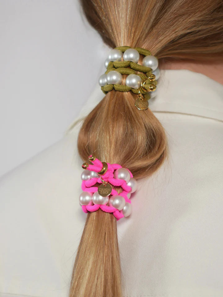Colored Elastic & Shell Pearls SMALL - Pink