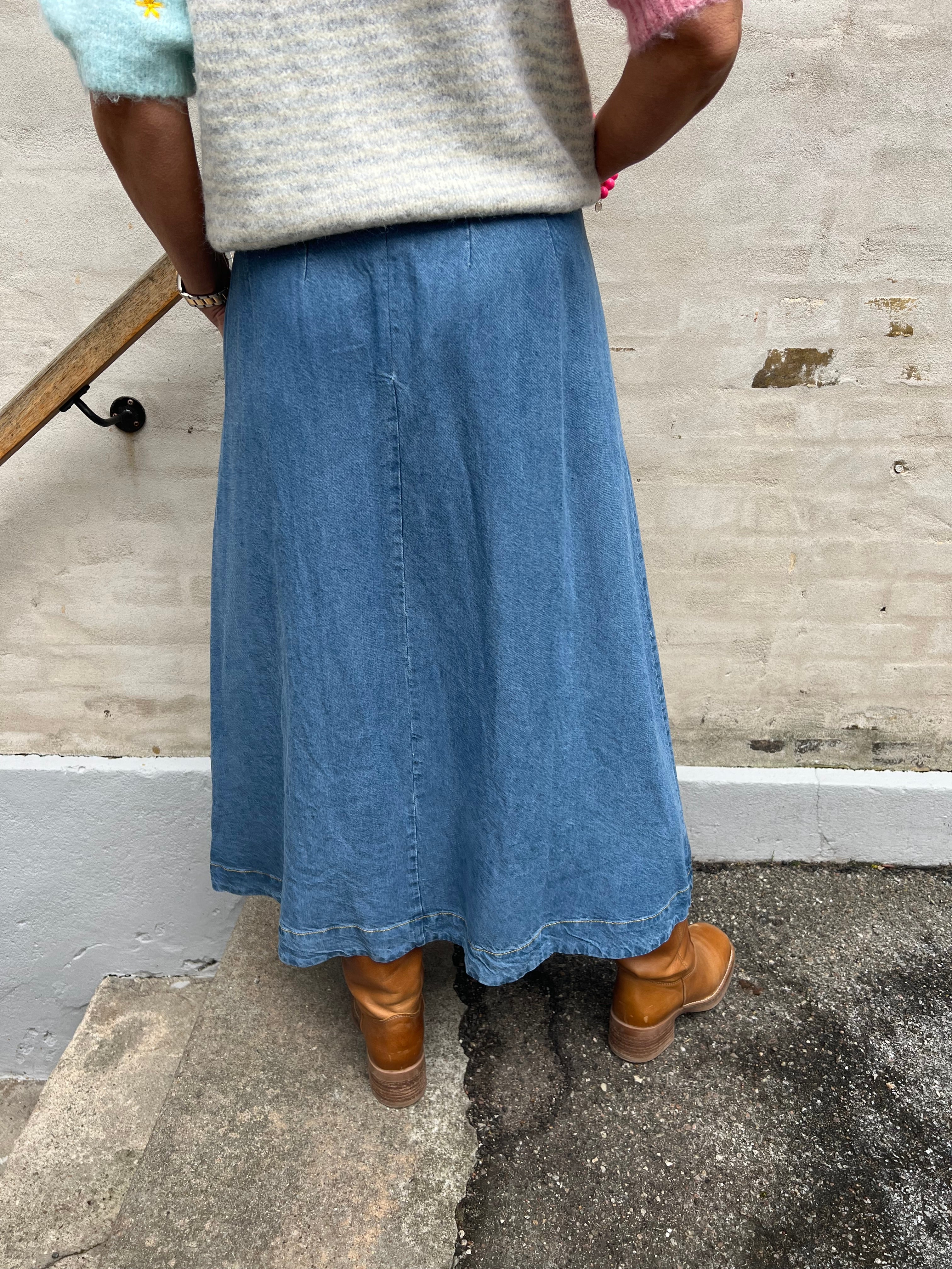 Anya denim pleat skirt