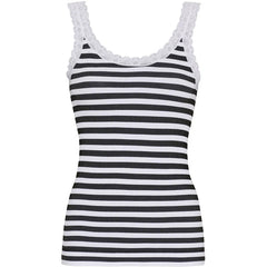 Isa stripe dark rib top nero-bianco