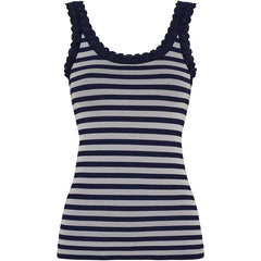 Isa stripe rib top blu-bianco