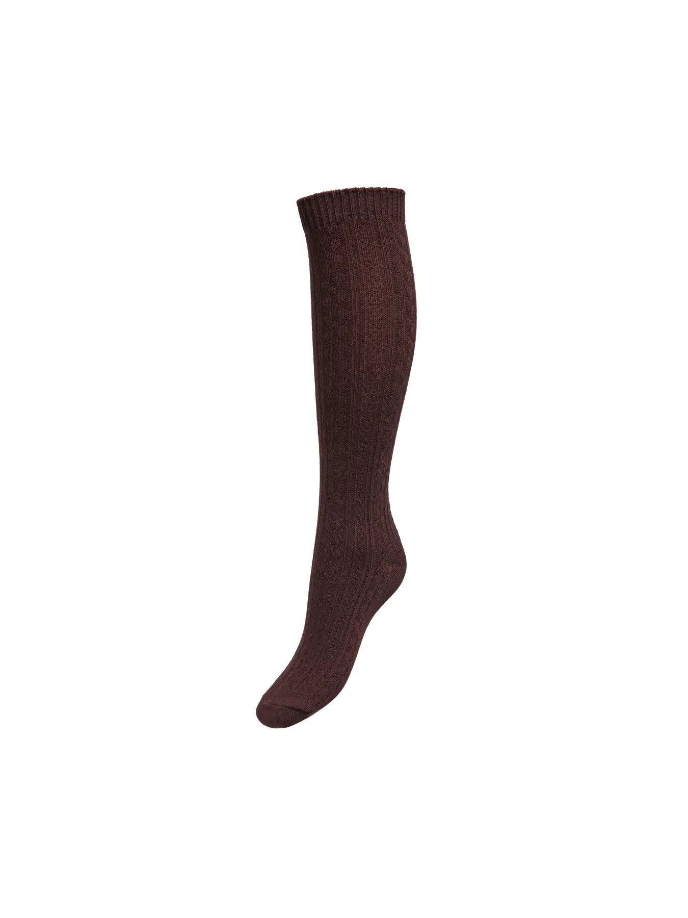 ANN CABLE KNIT MAXI SOCKS - Coffee Bean