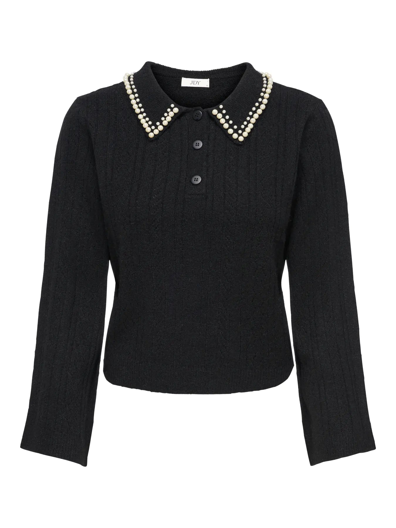 APRIL LIFE PEARL COLLAR PULL - Black WHITE PEARLS