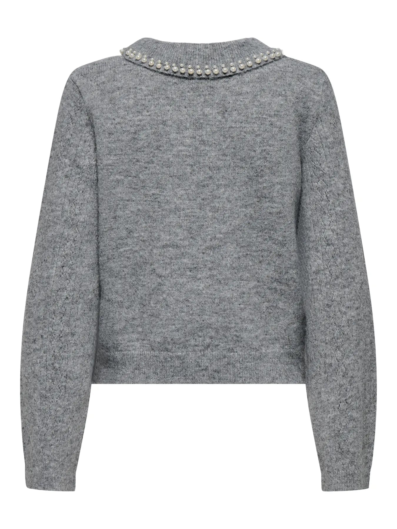 APRIL LIFE PEARL COLLAR PULL - Medium Grey Melange WHITE PEARLS