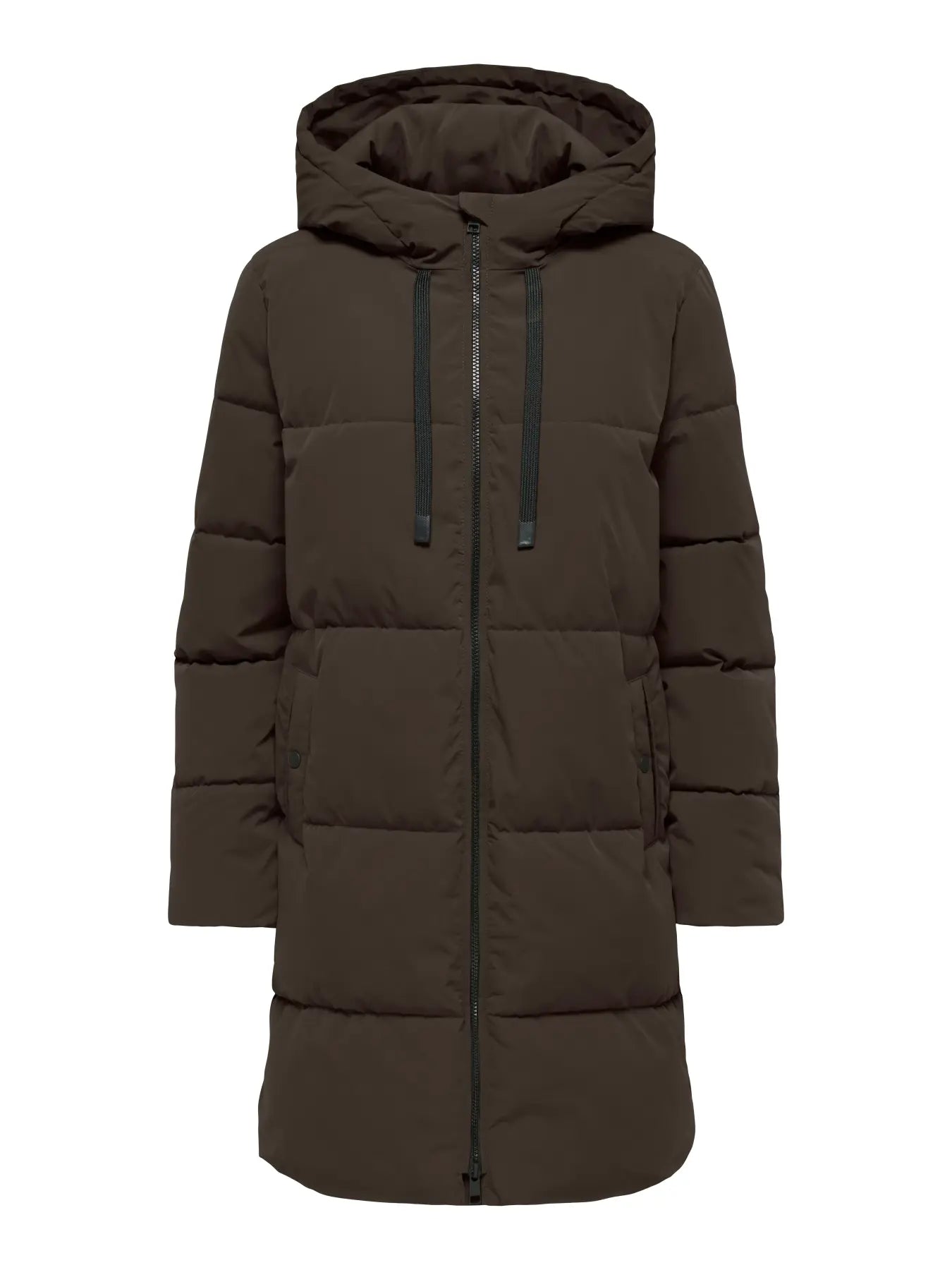BLAIR LONG HOOD PUFFER - Chocolate Torte/CONTRAST BLACK