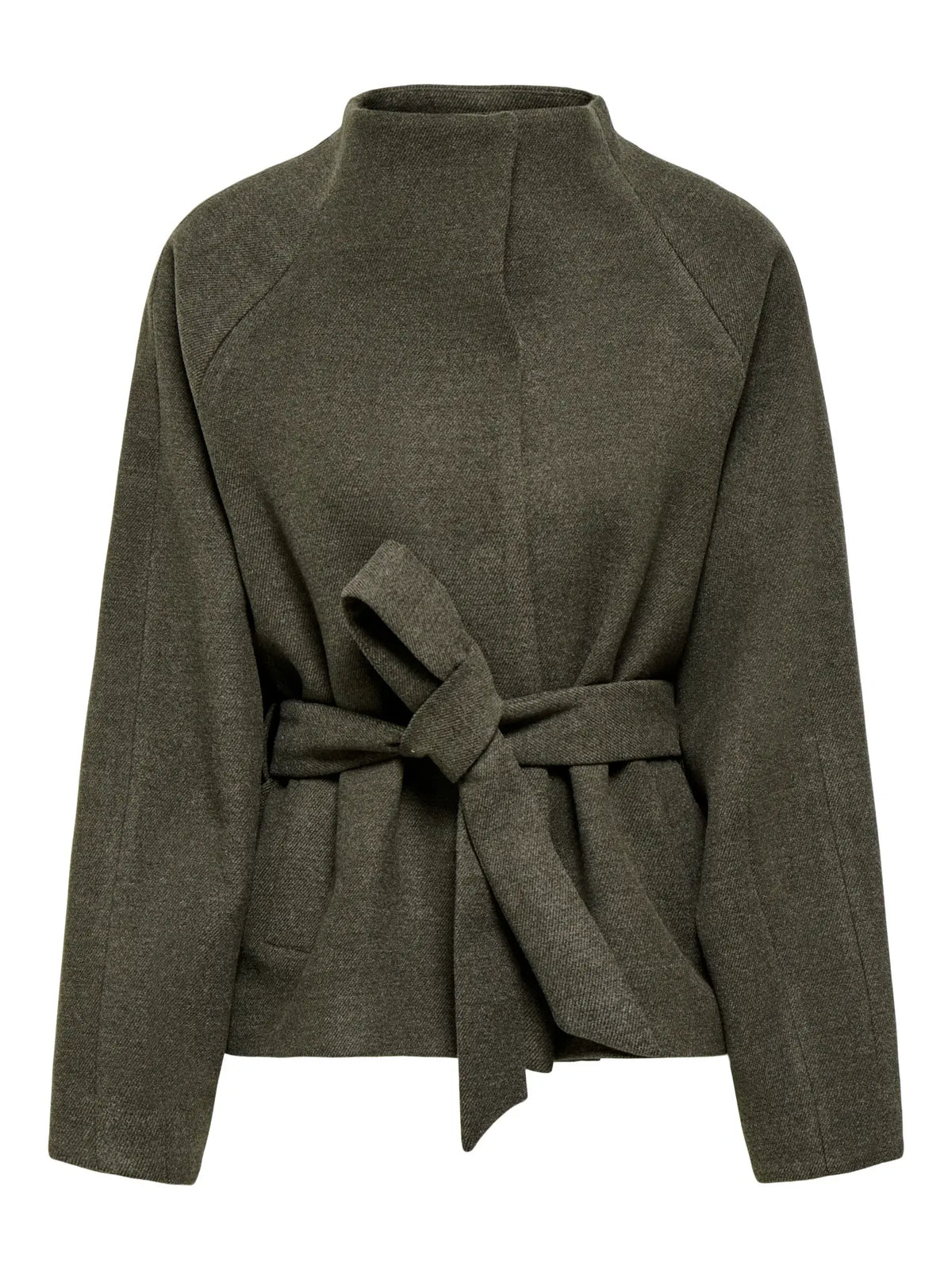 BLAKE SHORT BELT JACKET - Black Olive/MELANGE