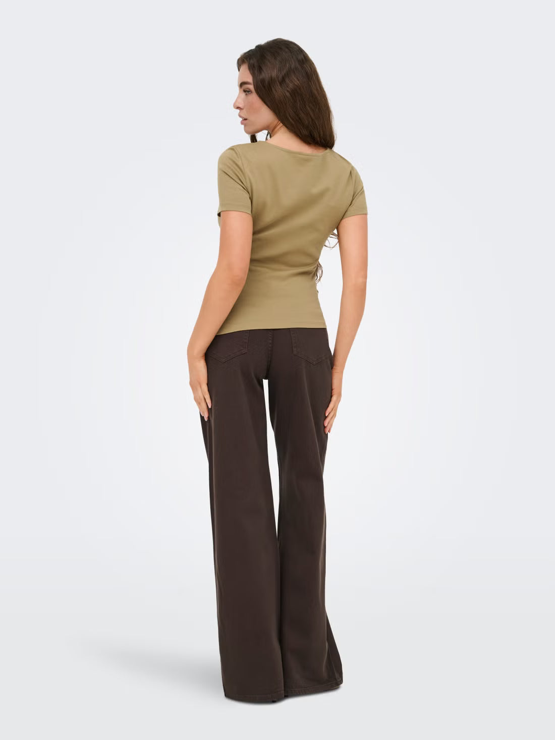 CATIE S/S ASSYMETRIC TOP - Petrified Oak