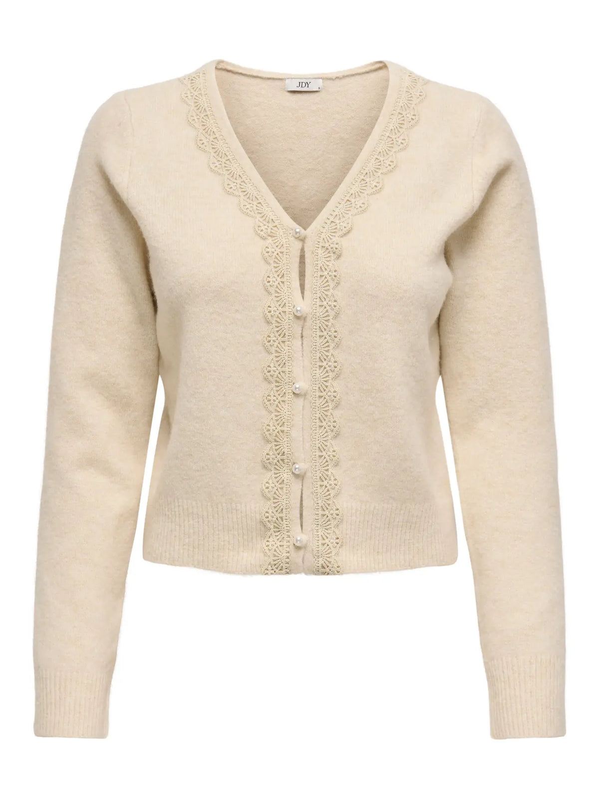 FRANCIE L/S V-NECK CARDIGAN - Birch W. PEARL BUTTON