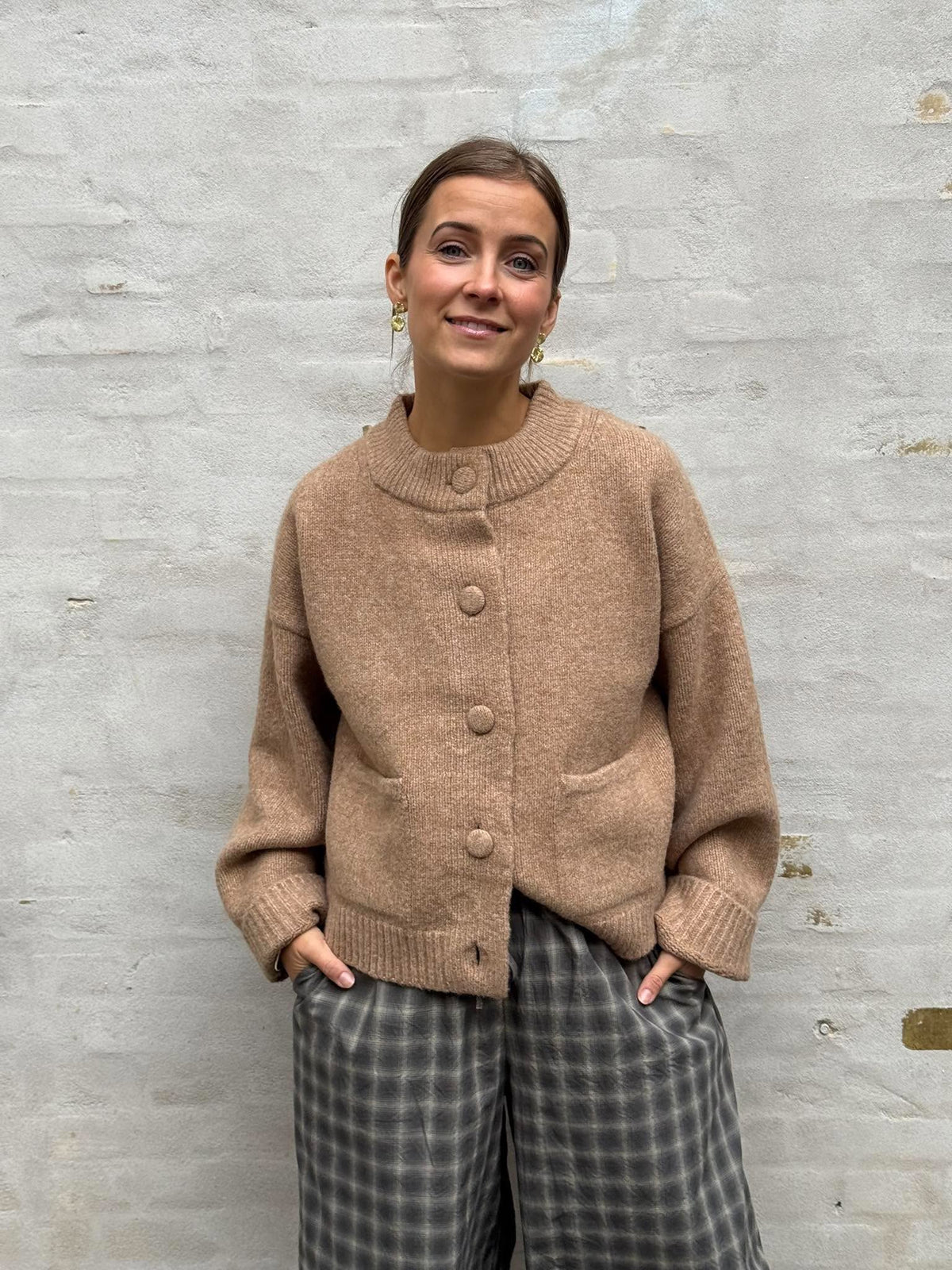 KIMIE LIFE L/S ON JACKET CARDIGAN - Camel MELANGE