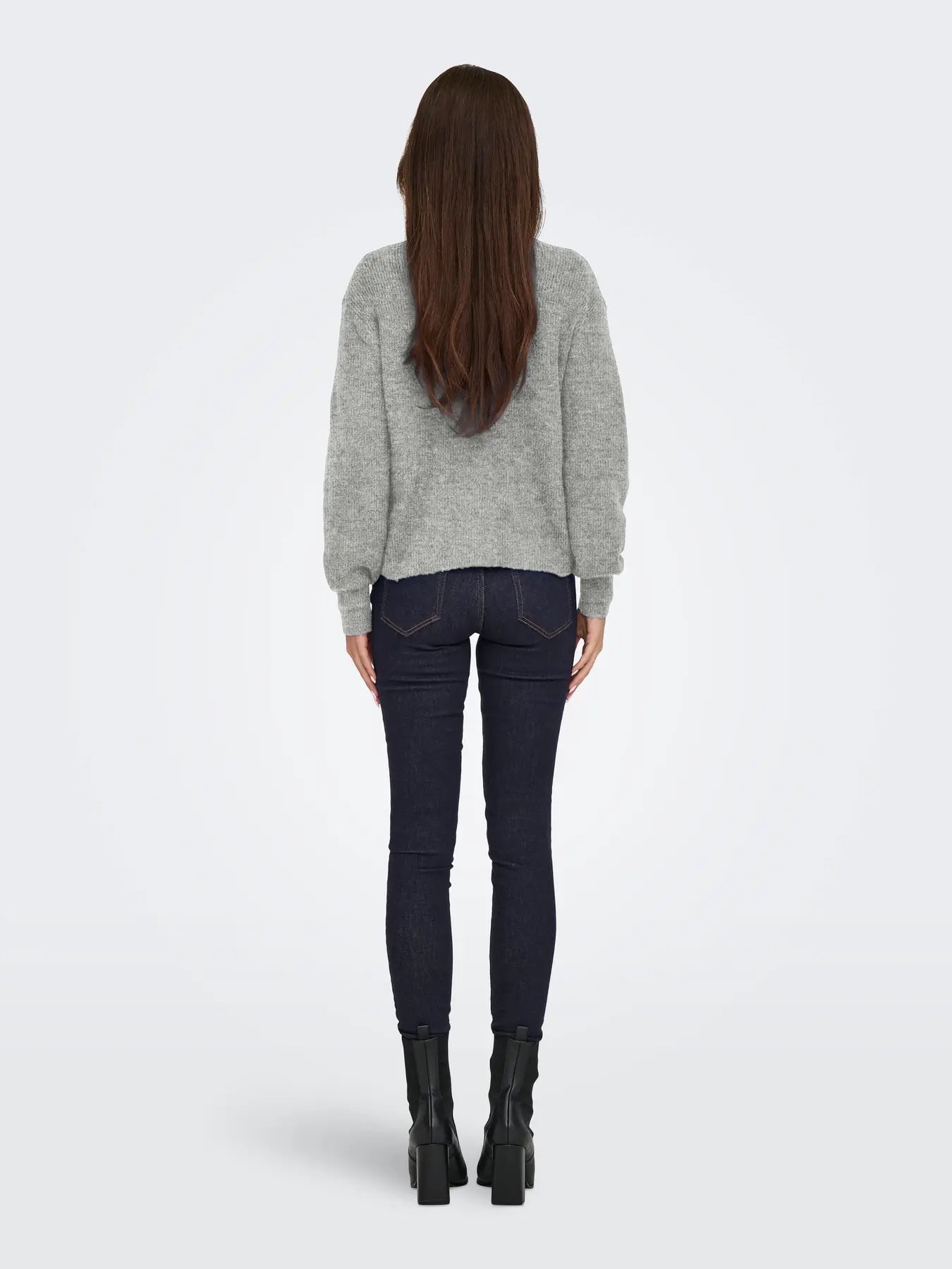 LUMI LIFE L/S BUTTON CARDIGAN - Medium Grey Melange