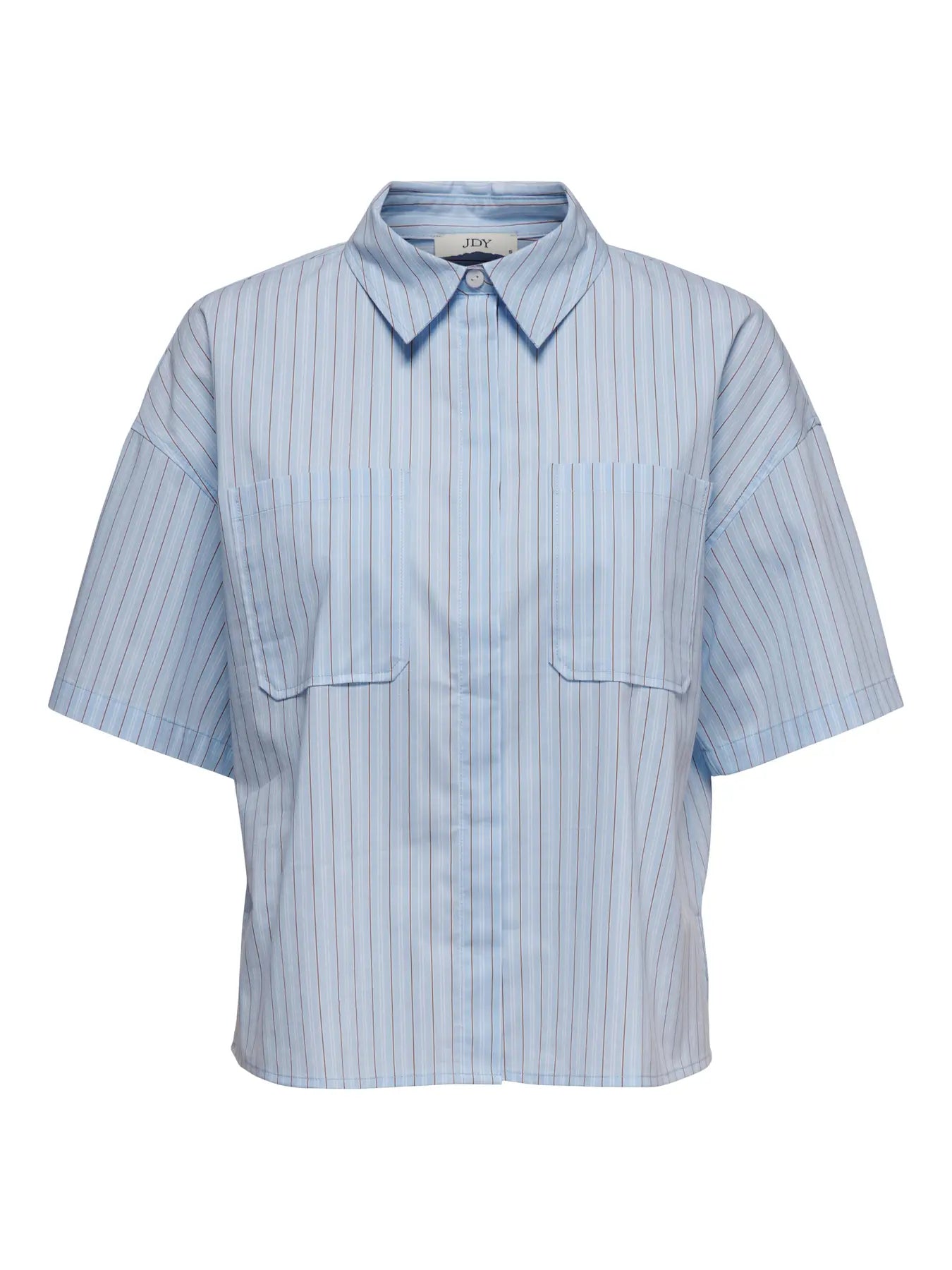 MIO 2/4 BOXY SHIRT - Cashmere Blue WHITE & TOASTED COCONUT