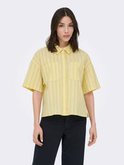 MIO 2/4 BOXY SHIRT - French Vanilla LEMON DROP & BLACK