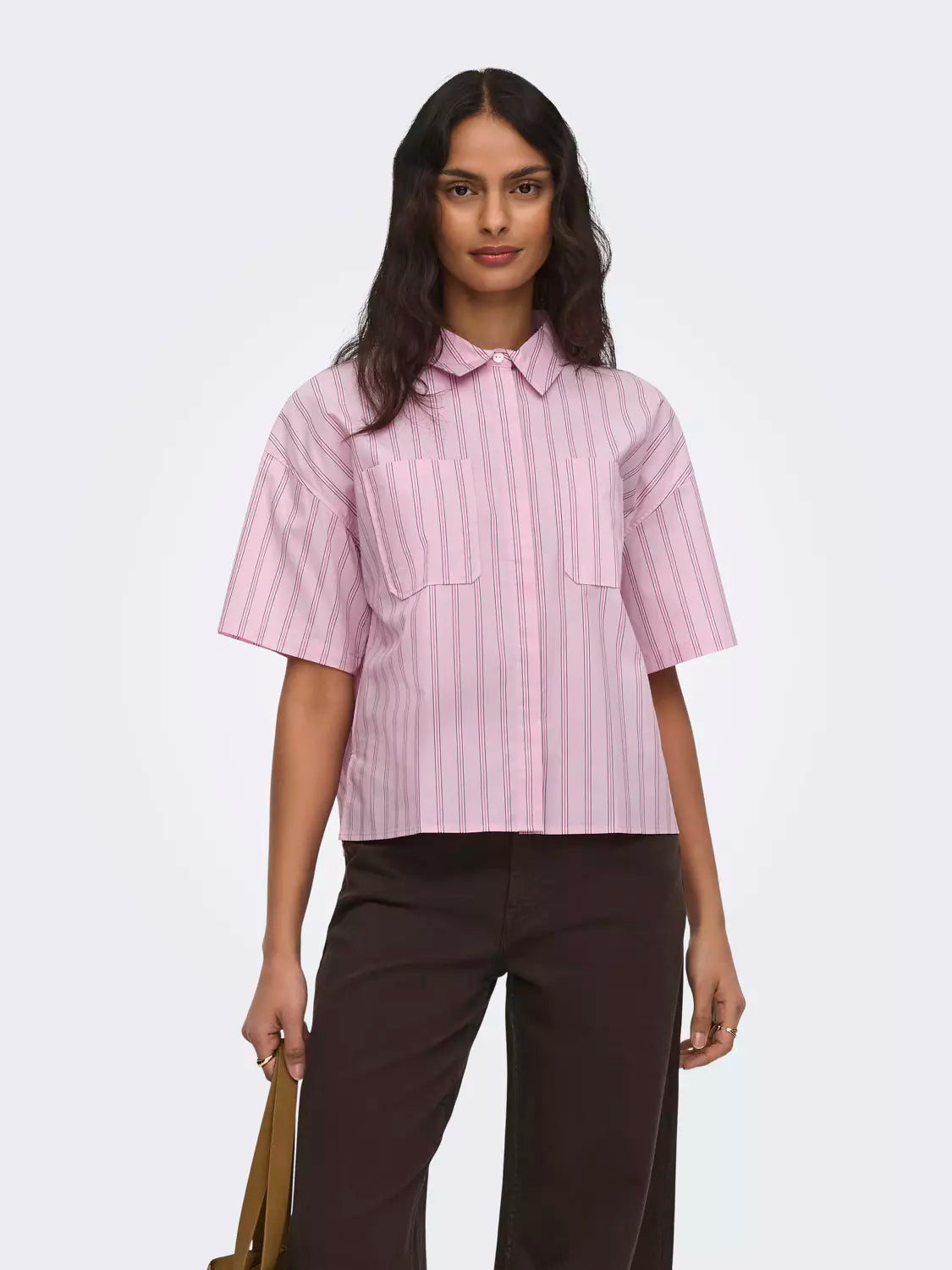 MIO 2/4 BOXY SHIRT - Pink Lady WILD ORCHID&BLACK