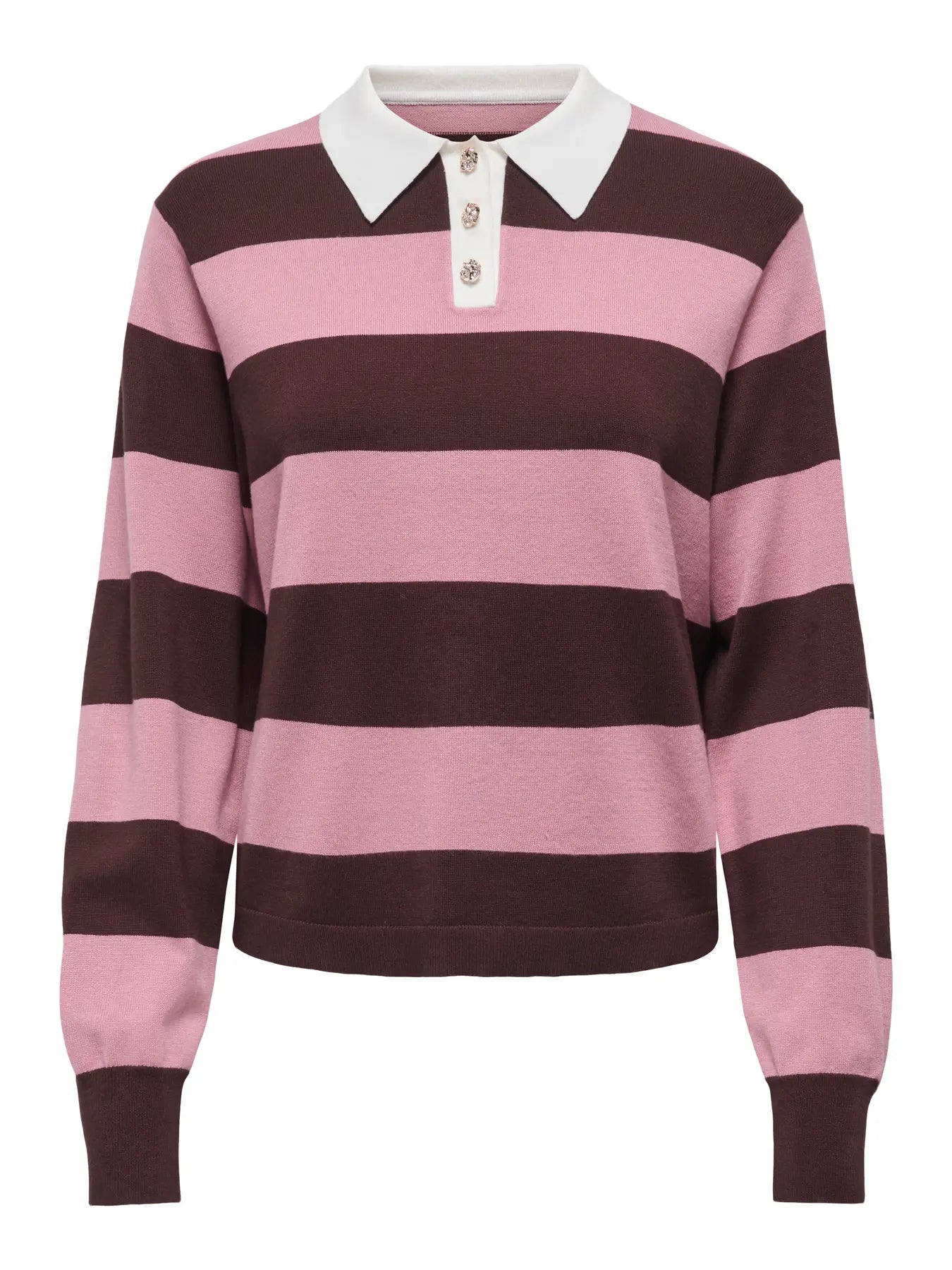 NAIMA LS POLO PULLOVER - Chicory Coffee W. lilas