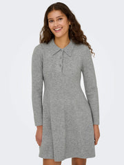 Rosemary Life L/S Collar Dress - Light Grey Melange