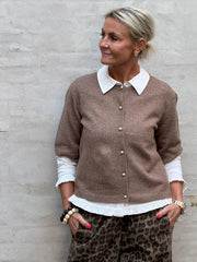 RUE LIFE 2/4 PEARL CARDIGAN - Caribou MELANGE