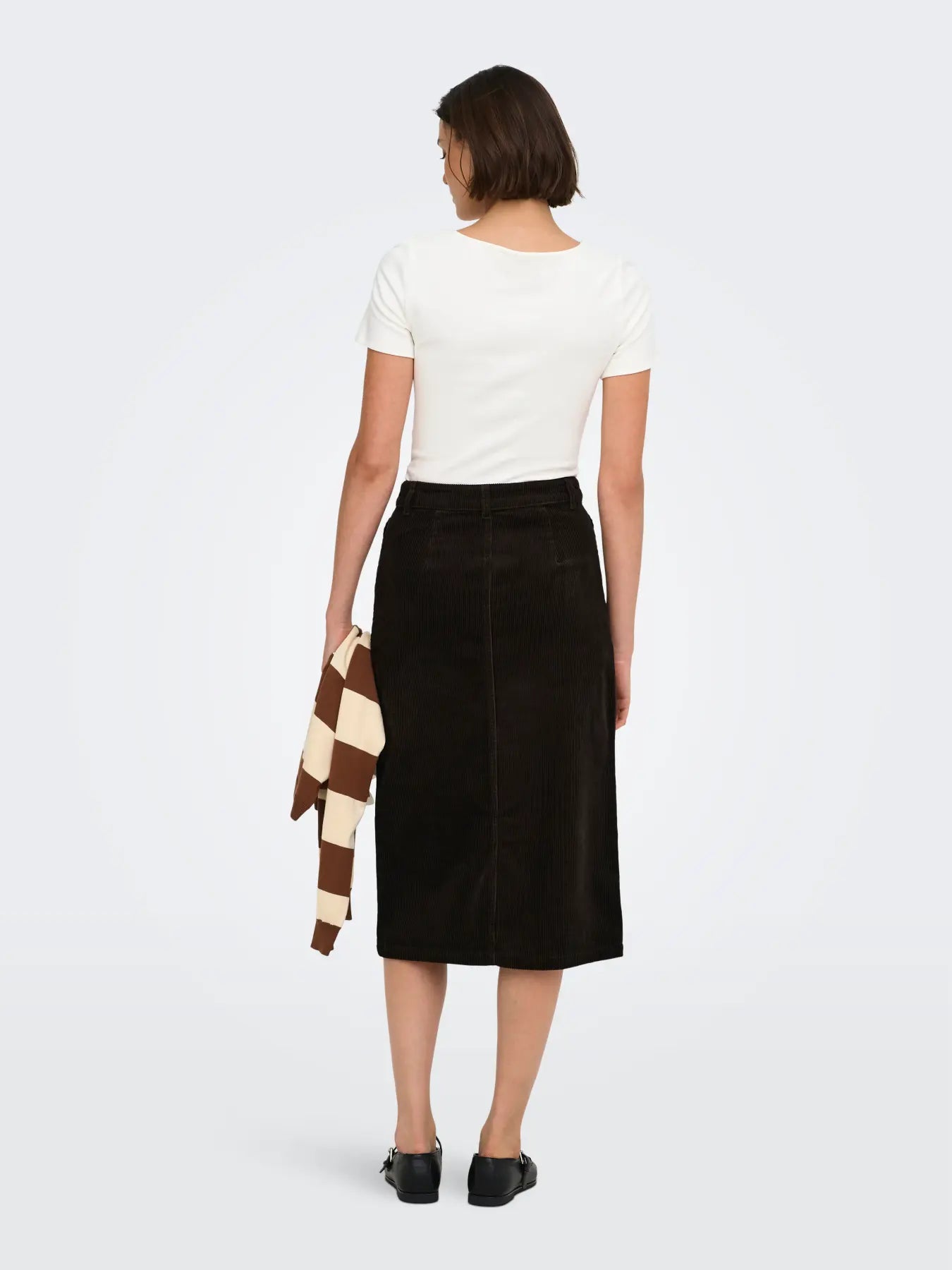 SHIRAZ HW MIDI BUTTON SKIRT - Chocolate Torte
