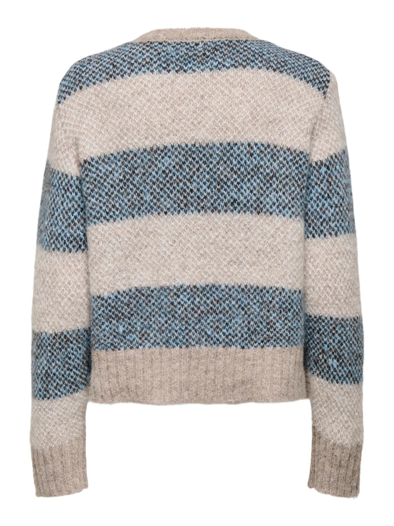 ZOEY LIFE L/S O-NECK JACQ PULL - Taupe Gray_SURF THE WEB