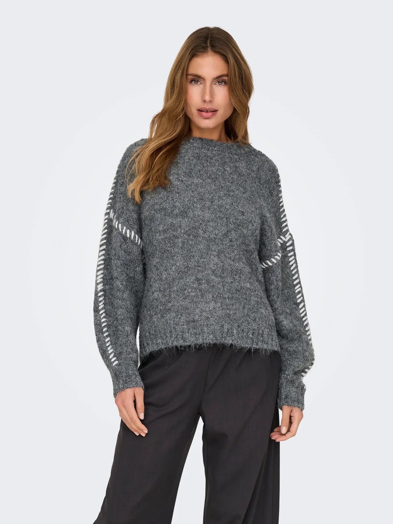 ZOEY LIFE ON STITCH PULLOVER - Dark Grey Melange