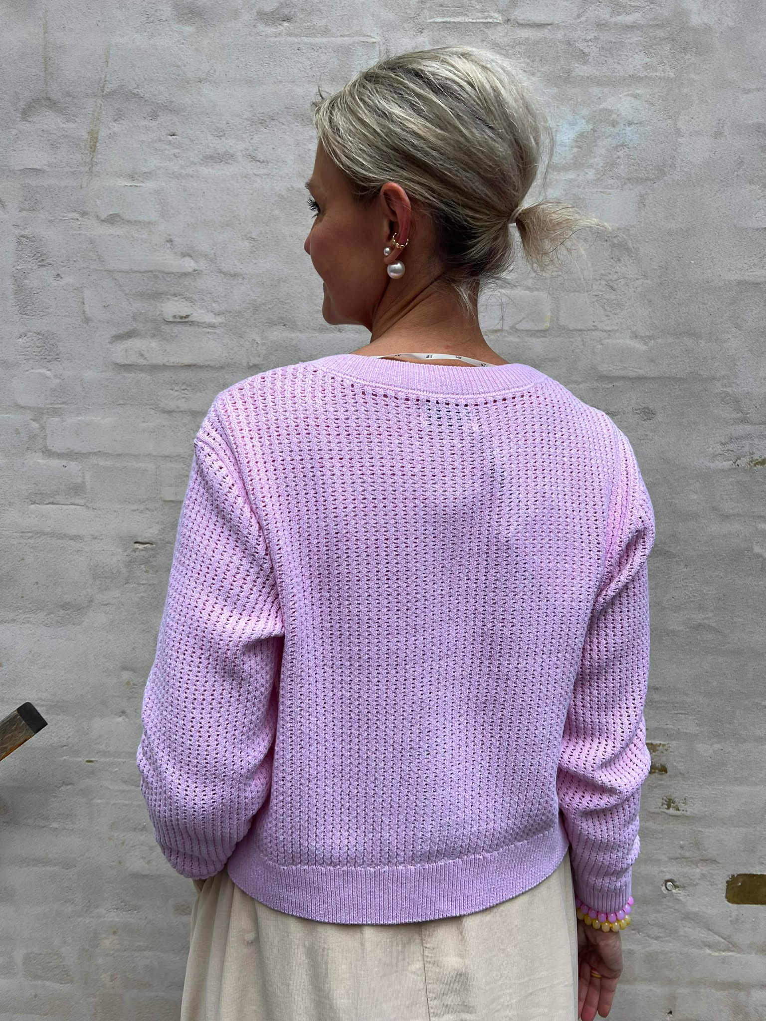 SERENA LIFE O-NECK CARDIGAN - Chalk Pink