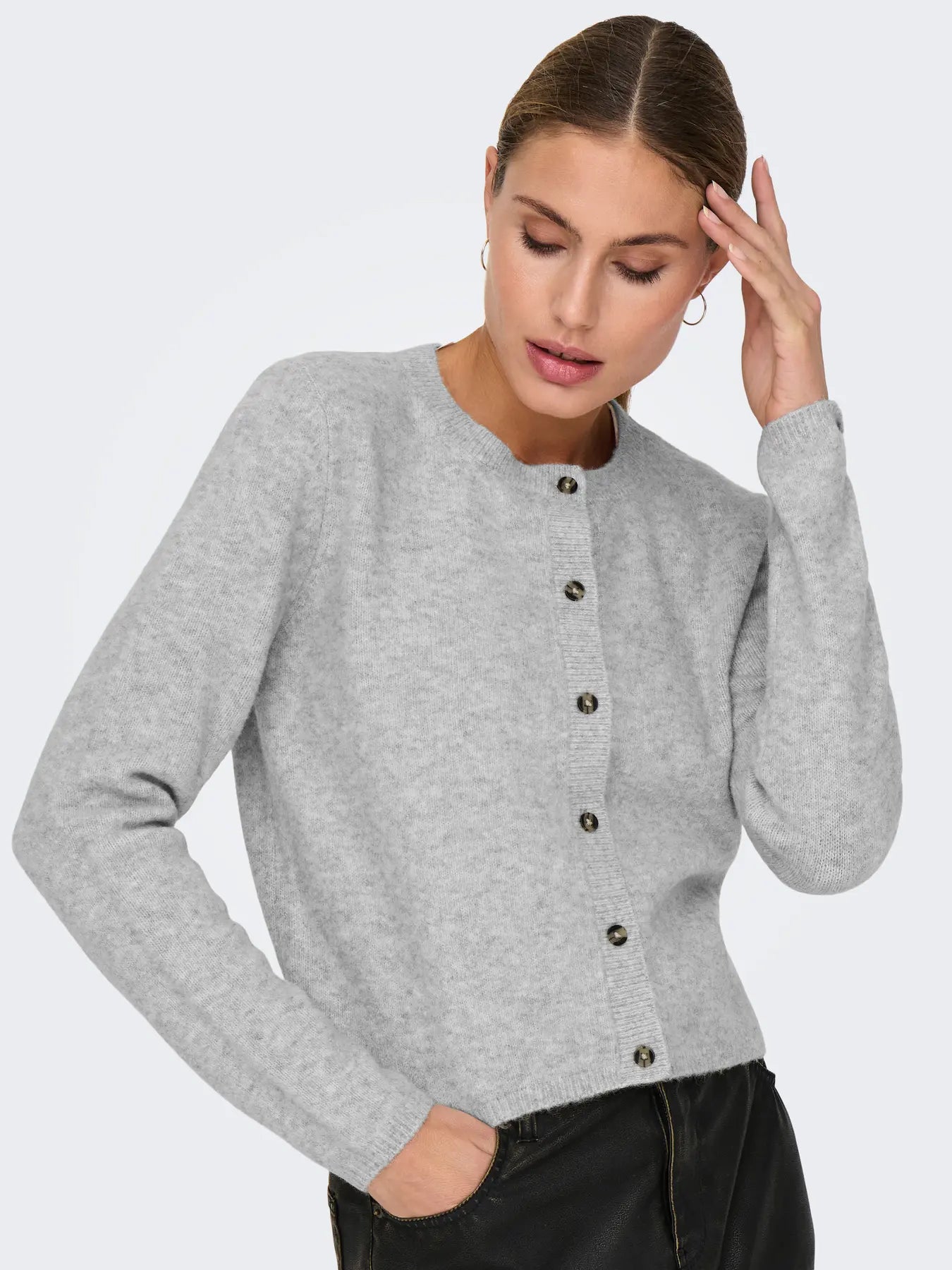 CHLOE LIFE CARDIGAN - Light Grey Melange