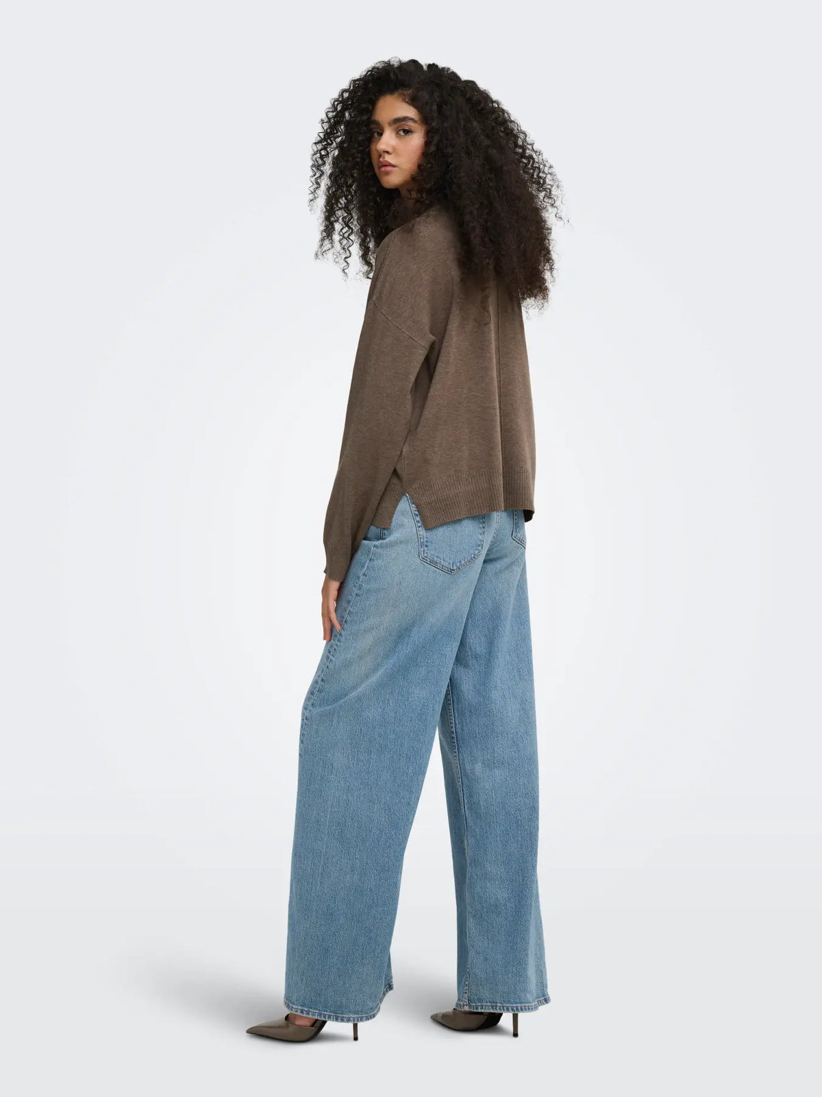 Amore L/S HN Slit Pullover Knit- Falcon Melange