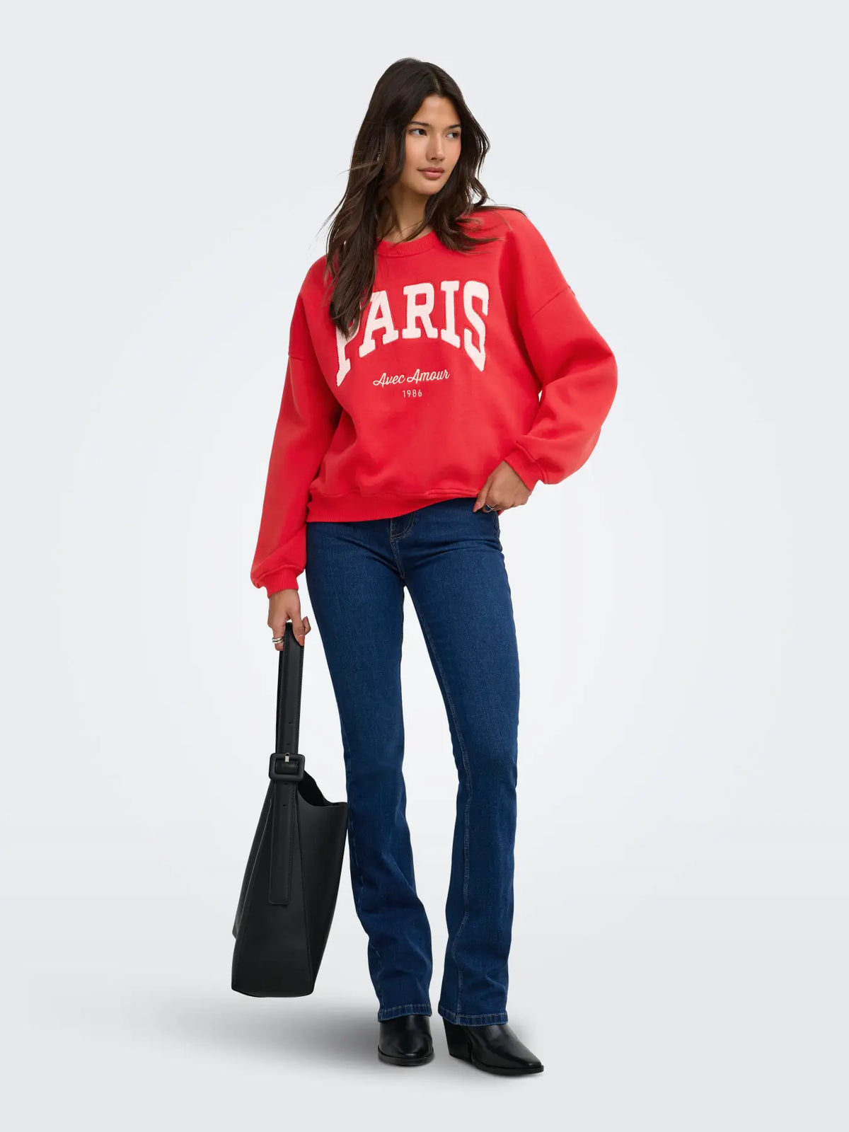 MESA LS O-NK EMB SWEAT - Racing Red