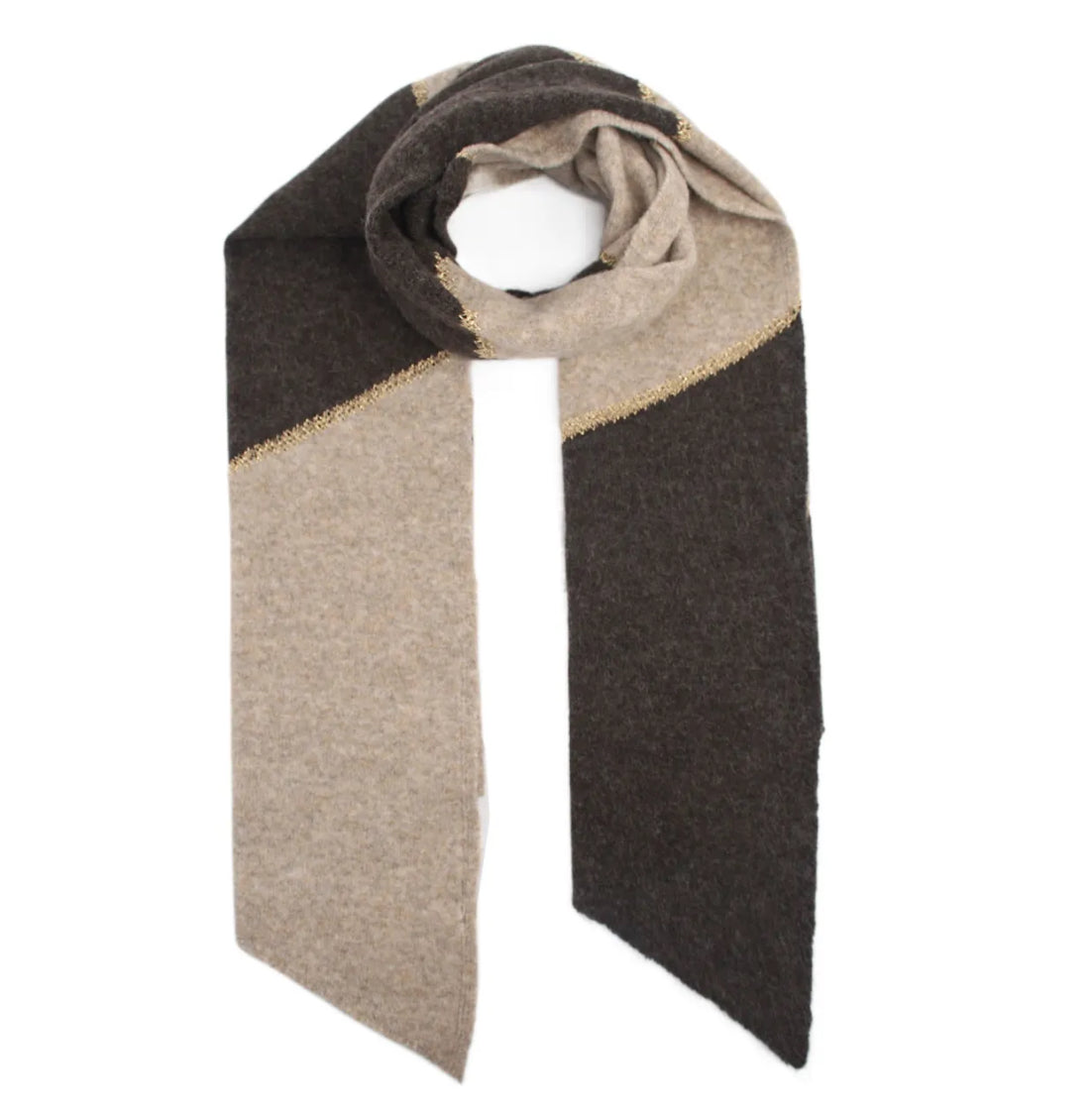 Scarf Knit W. Gold - Brown