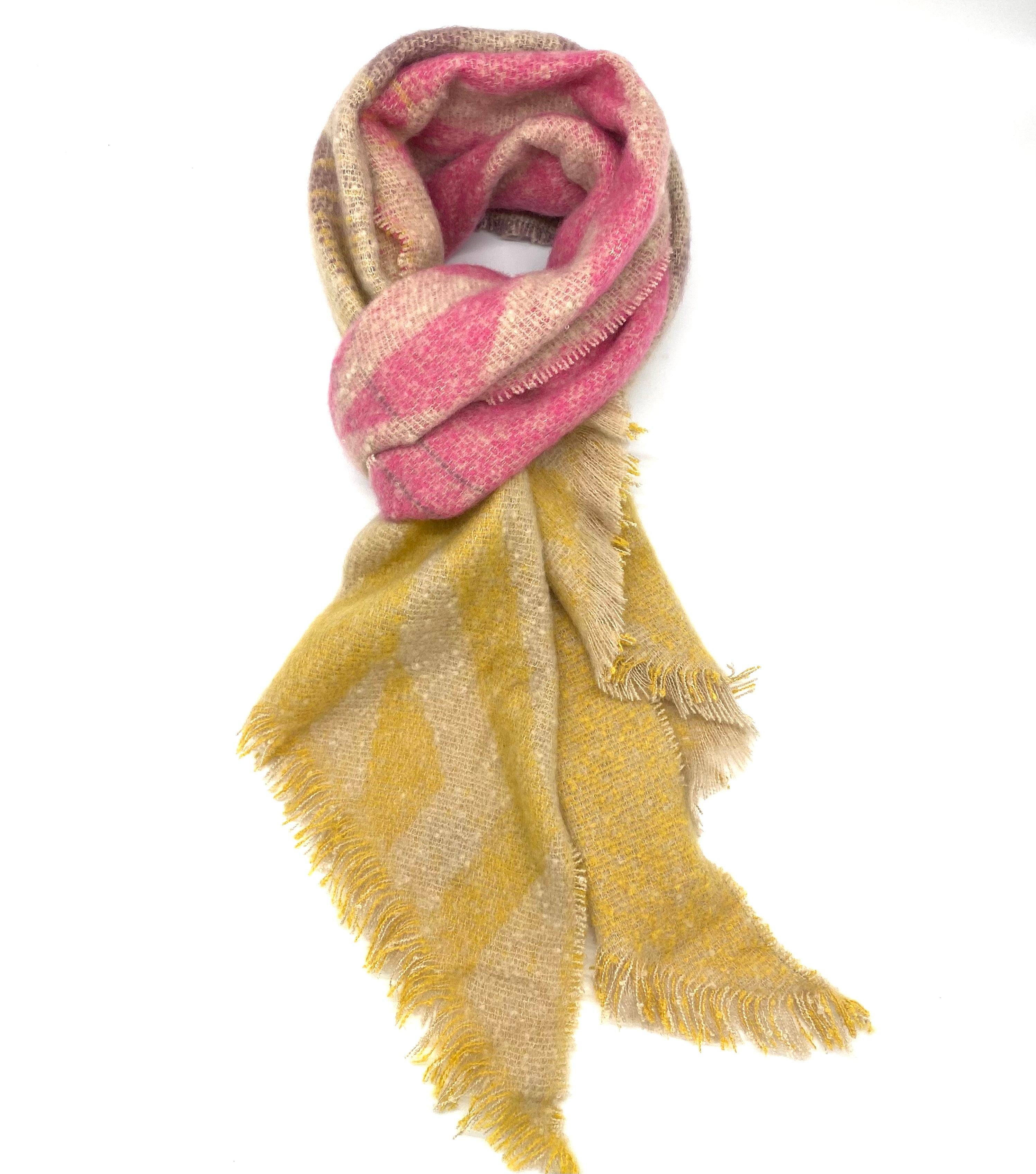 Thick Scarf - Yellow/Pink