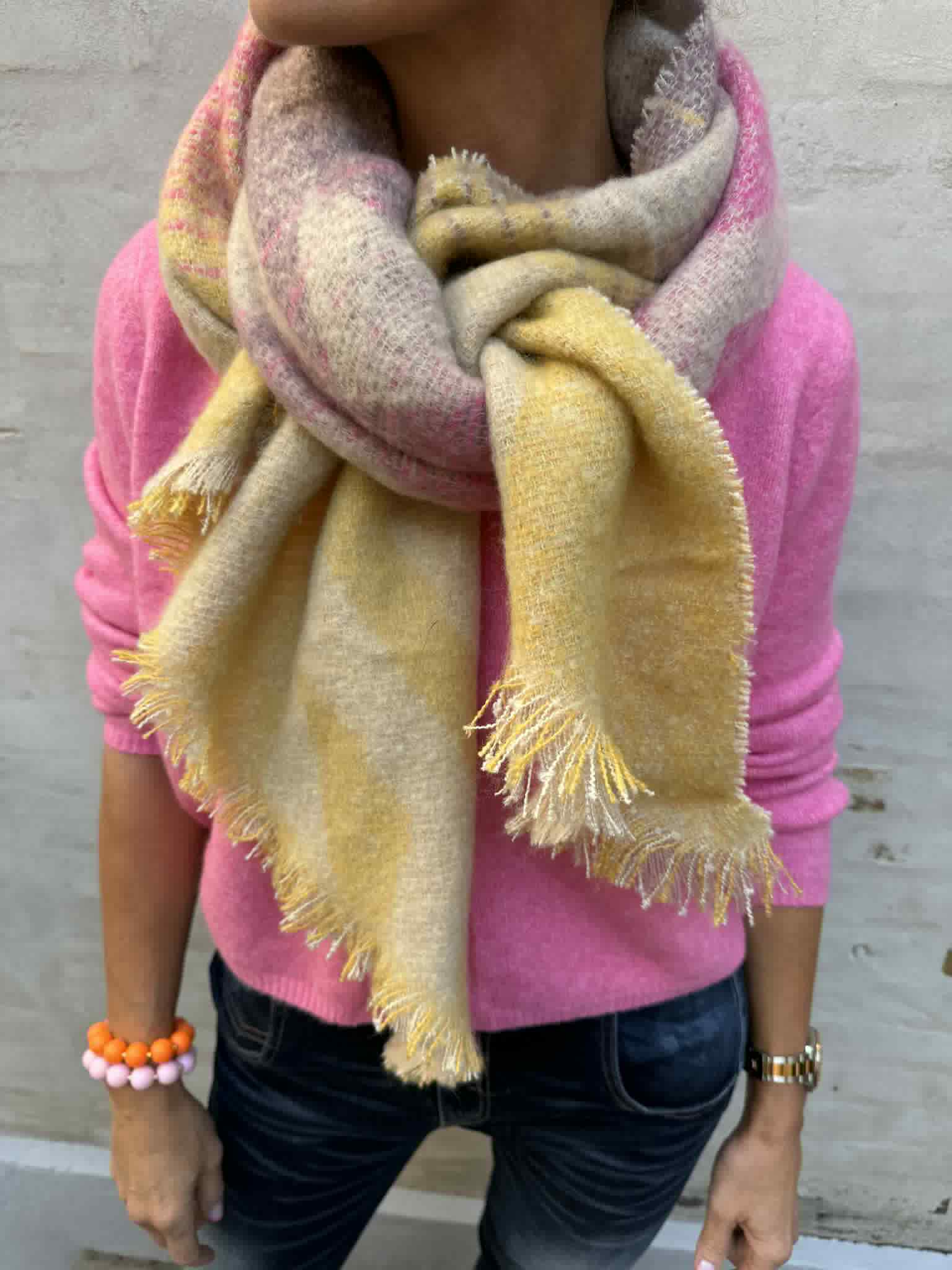 Thick Scarf - Yellow/Pink