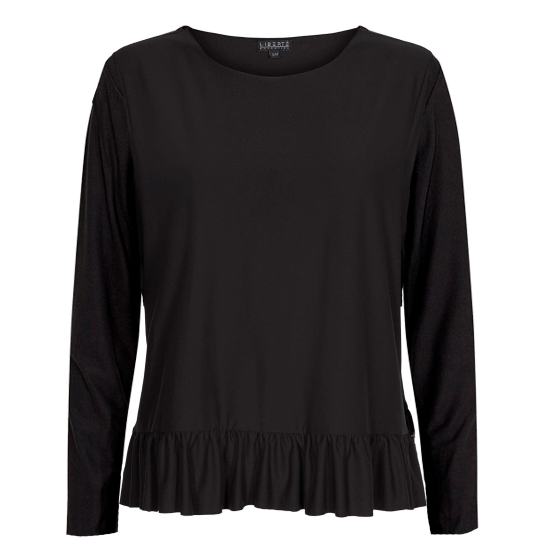 ALMA LS FRILL T-SHIRT - Black