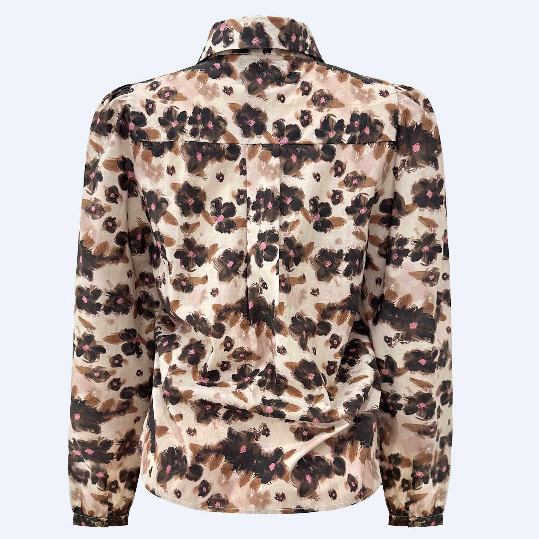 FLORA LS BLOUSE - BROWN BLACK FLOWER