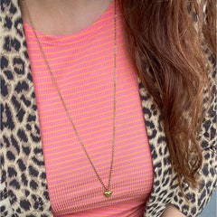 Long Love Heart Necklace 80cm - 18 karat guldbelagt