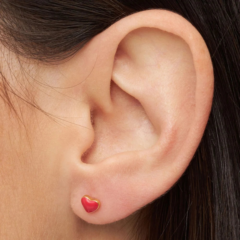 Love U ørering 1 stk - Hot Coral