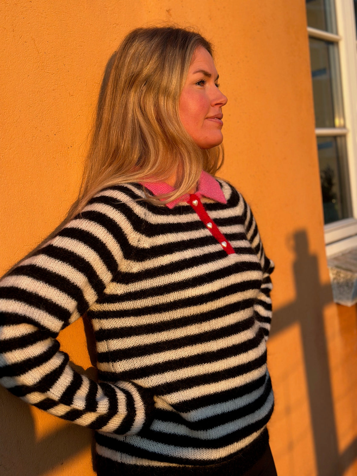 Mohair Mix Polo - Black/Nature