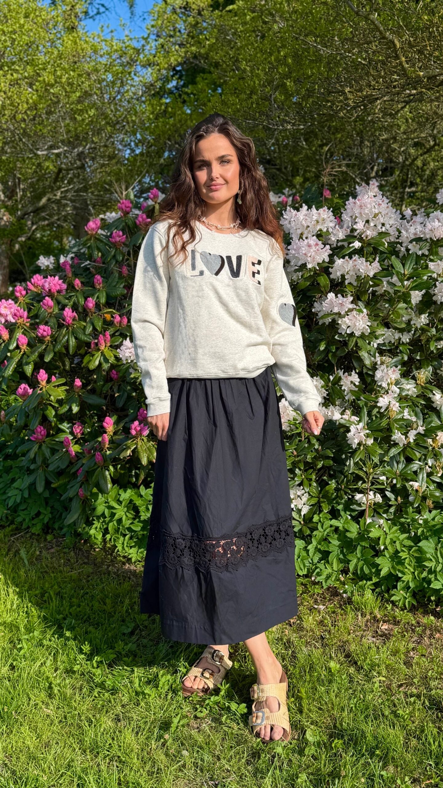 Poplin Lace Skirt - Black