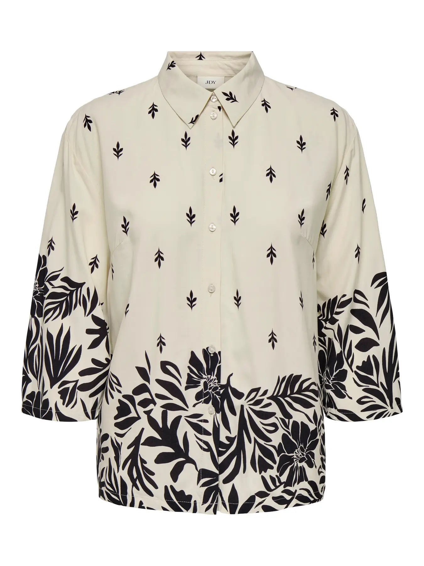 MAGGIE LIFE LOOSE 3/4 SHIRT - Sandshell BLACK ETHNIC