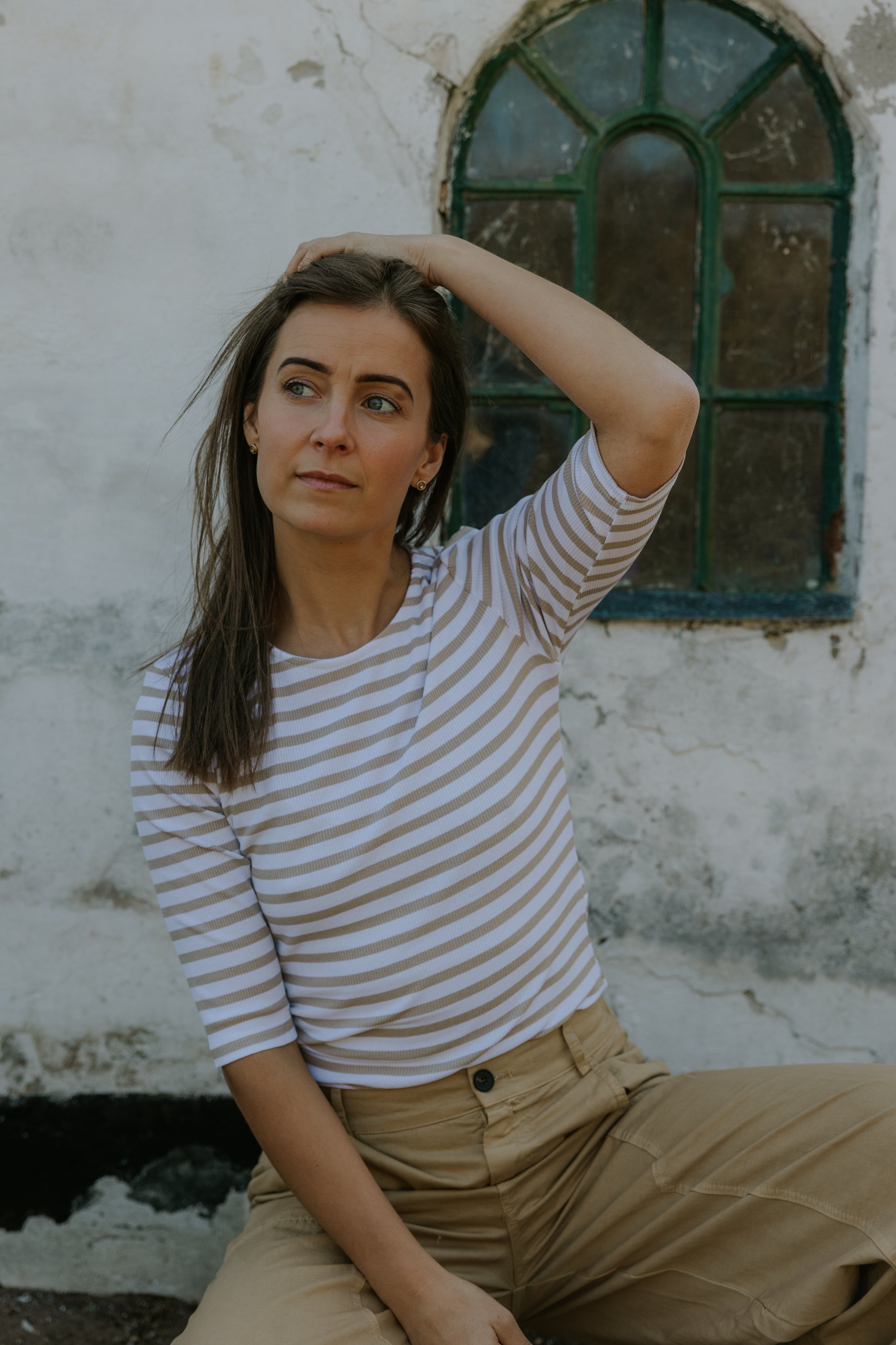 Everyday Stripes SS Blouse - White/Beige