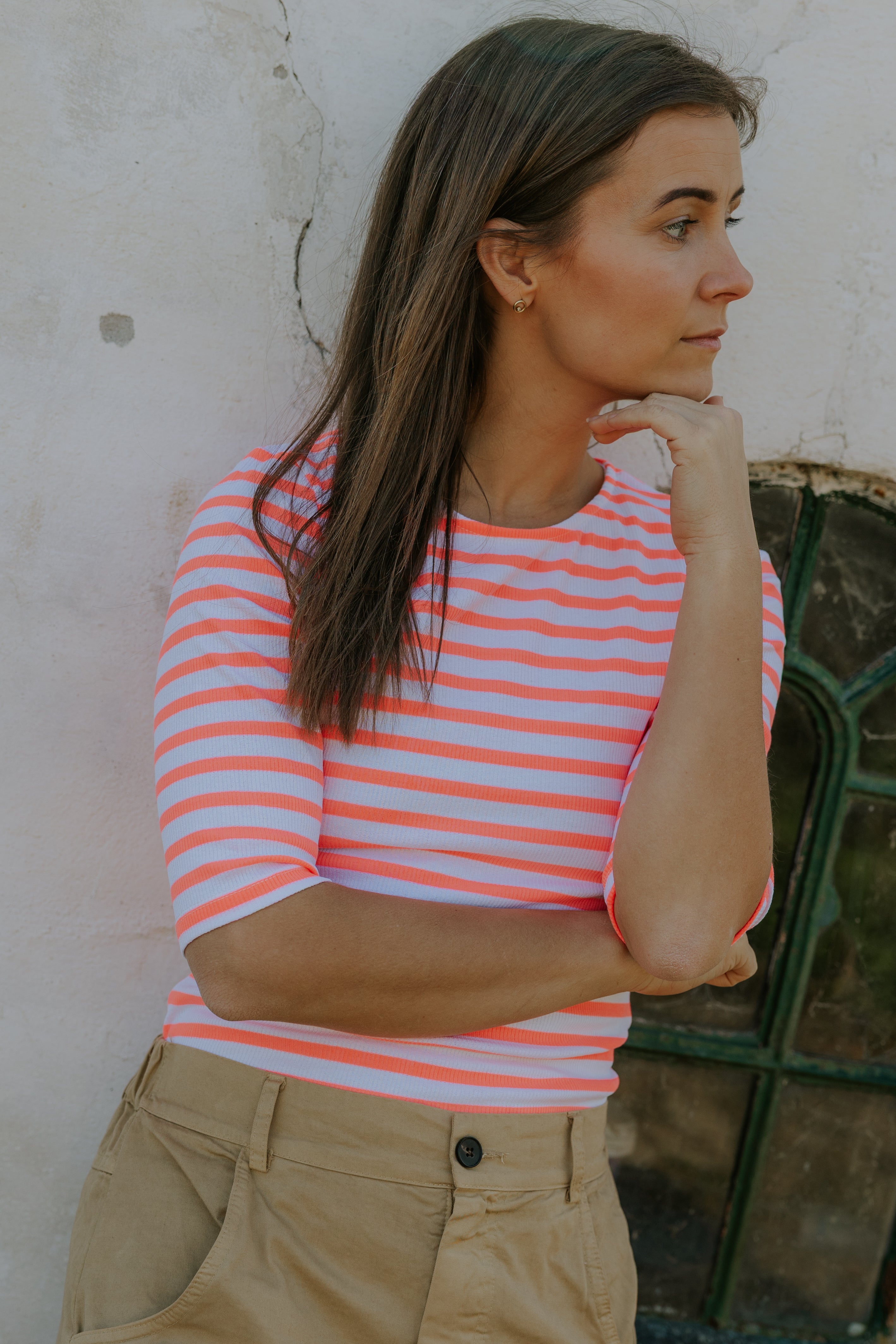 Everyday Stripes SS Blouse - White/Pink Flou