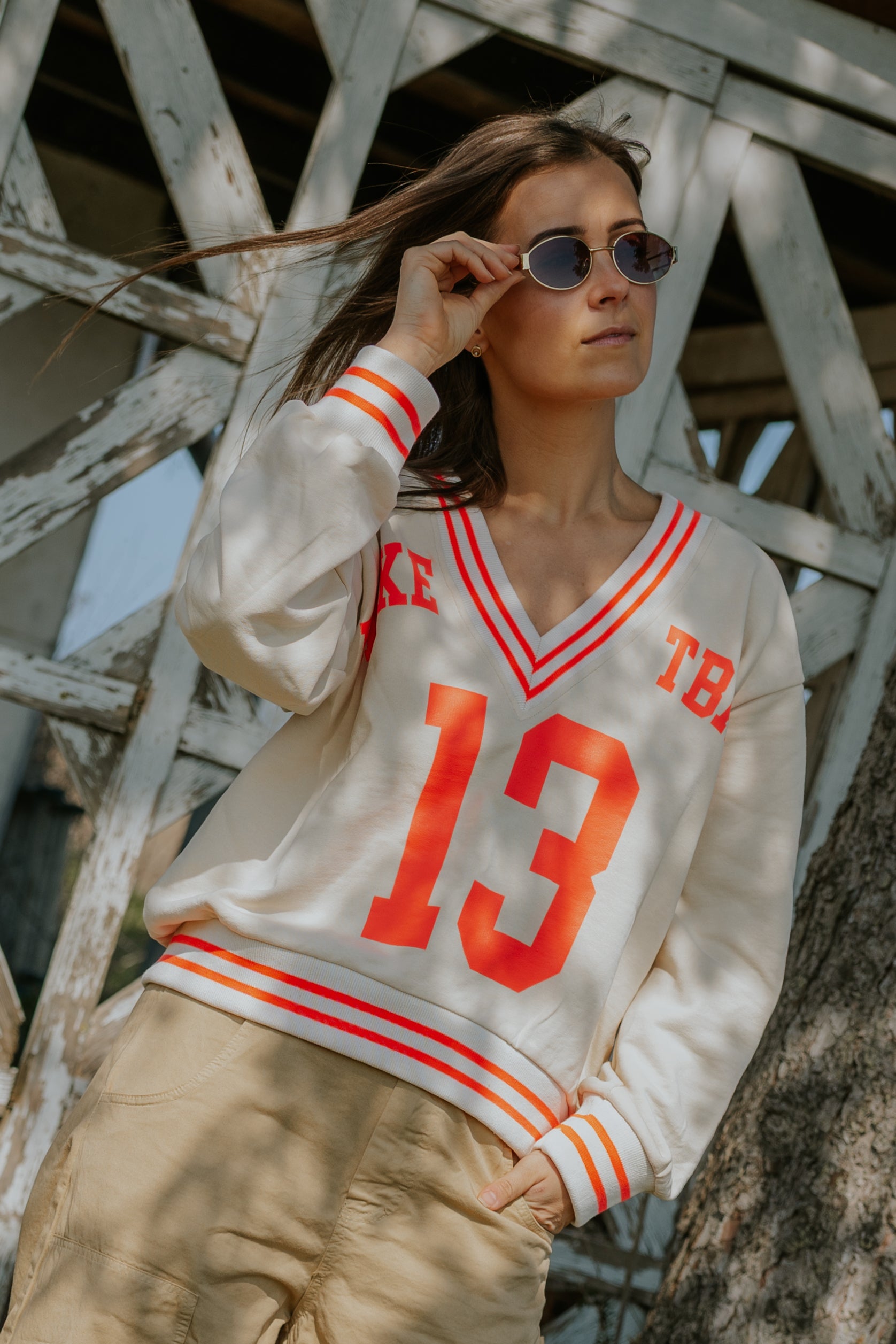 Basket Sweatshirt - Beige/Coral