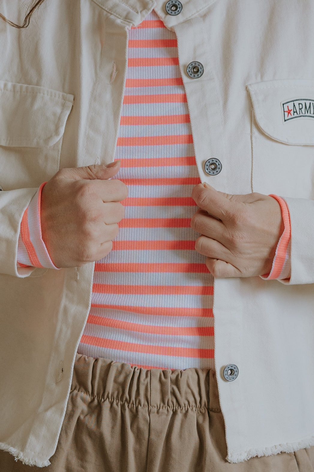 Everyday Stripes Blouse - Coral