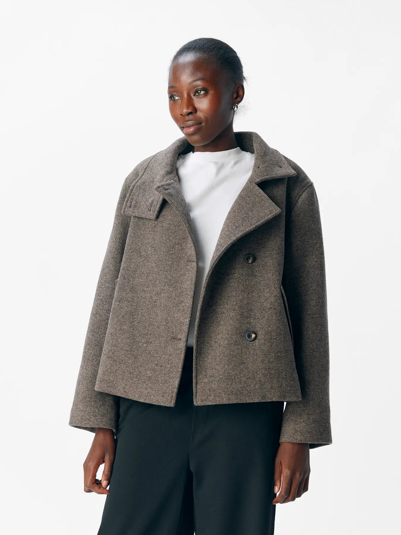 PREORDER-RIKI SHORT JACKET - Morel Melange